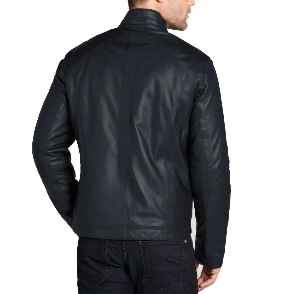 Leather Jackets Hub Mens Genuine Lambskin Leather Jacket (Black, Classic Jacket) - 1501168