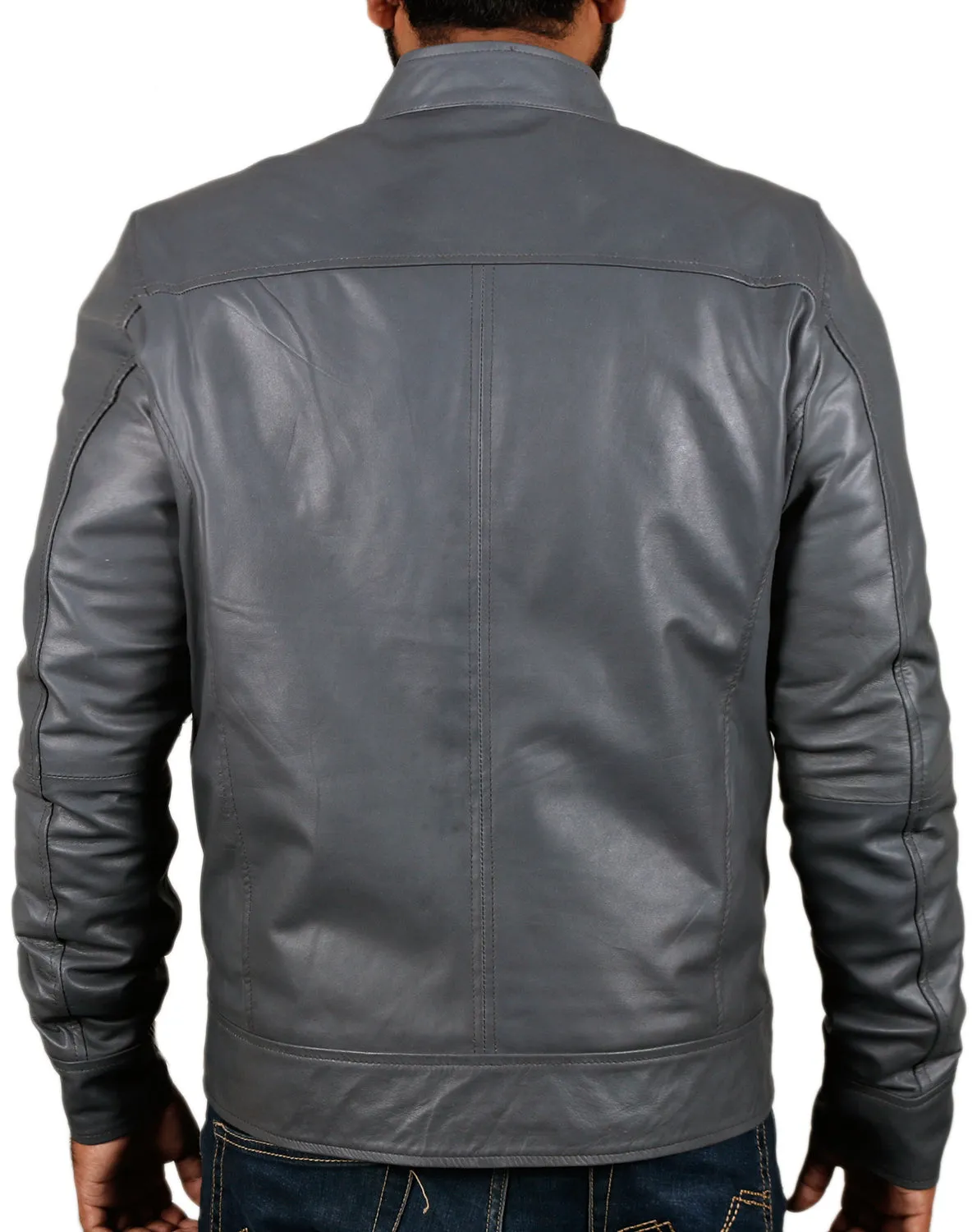 Leather Jackets Hub Mens Genuine Lambskin Leather Jacket (Black, Racer Jacket) - 1501183