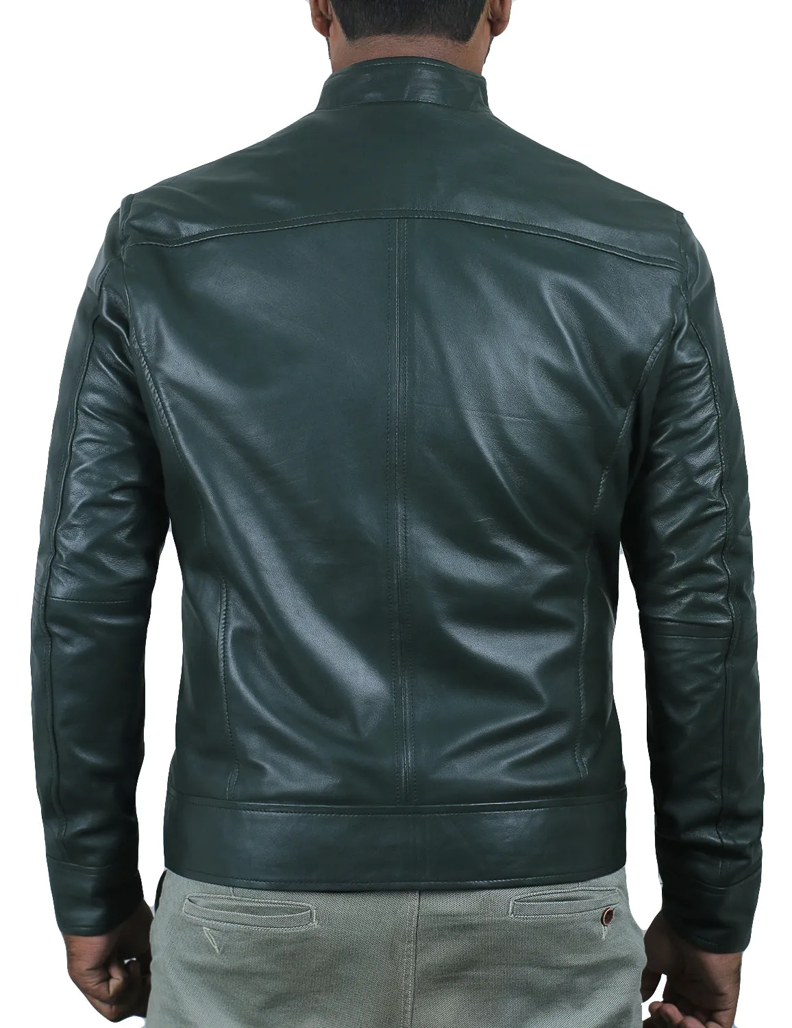 Leather Jackets Hub Mens Genuine Lambskin Leather Jacket (Black, Racer Jacket) - 1501183