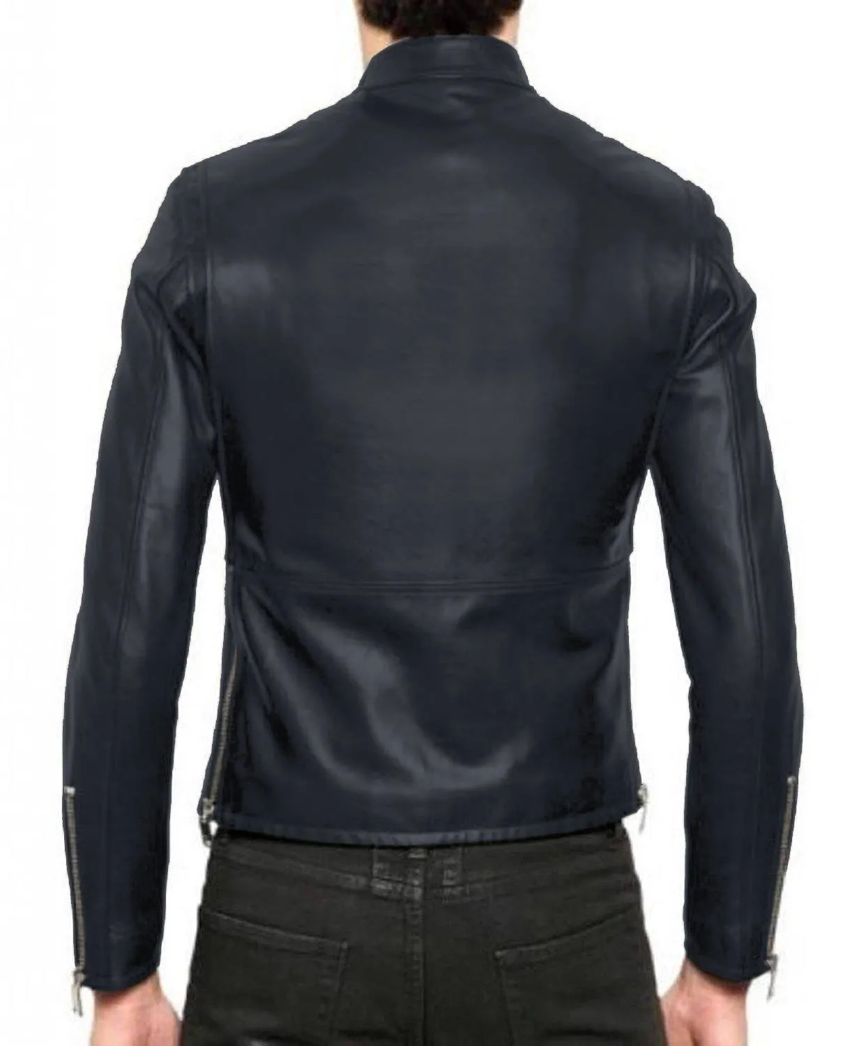 Leather Jackets Hub Mens Genuine Lambskin Leather Jacket (Black, Racer Jacket) - 1501203