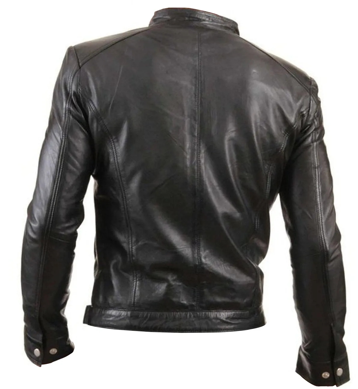 Leather Jackets Hub Mens Genuine Lambskin Leather Jacket (Black, Racer Jacket) - 1501275