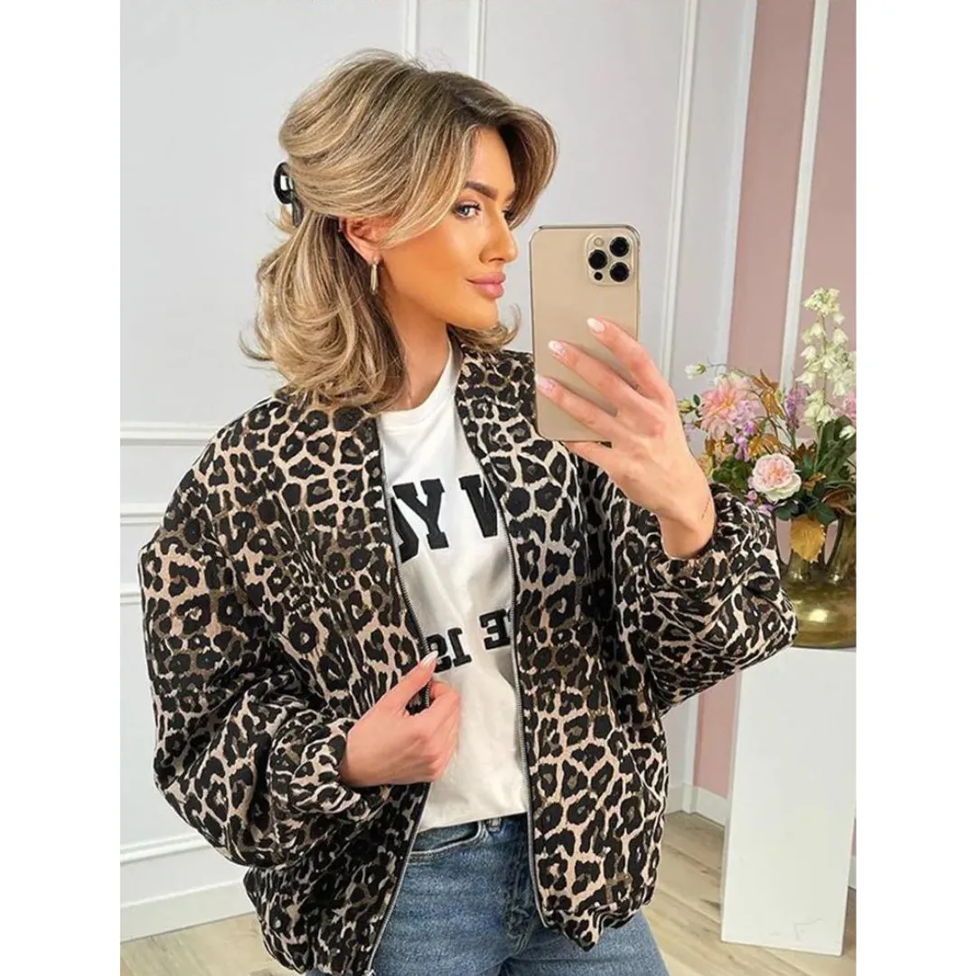 Leopard Print Bomber Jacket