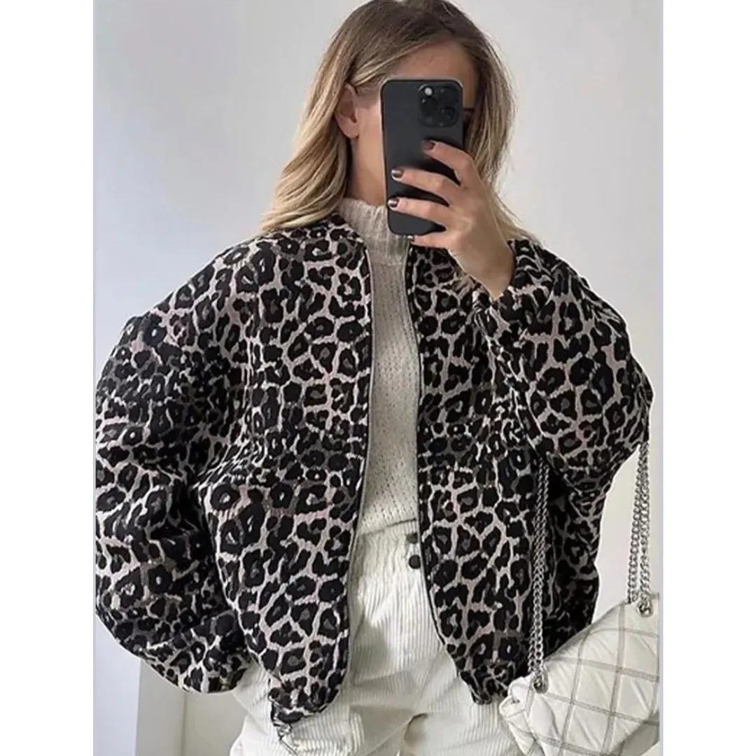 Leopard Print Bomber Jacket