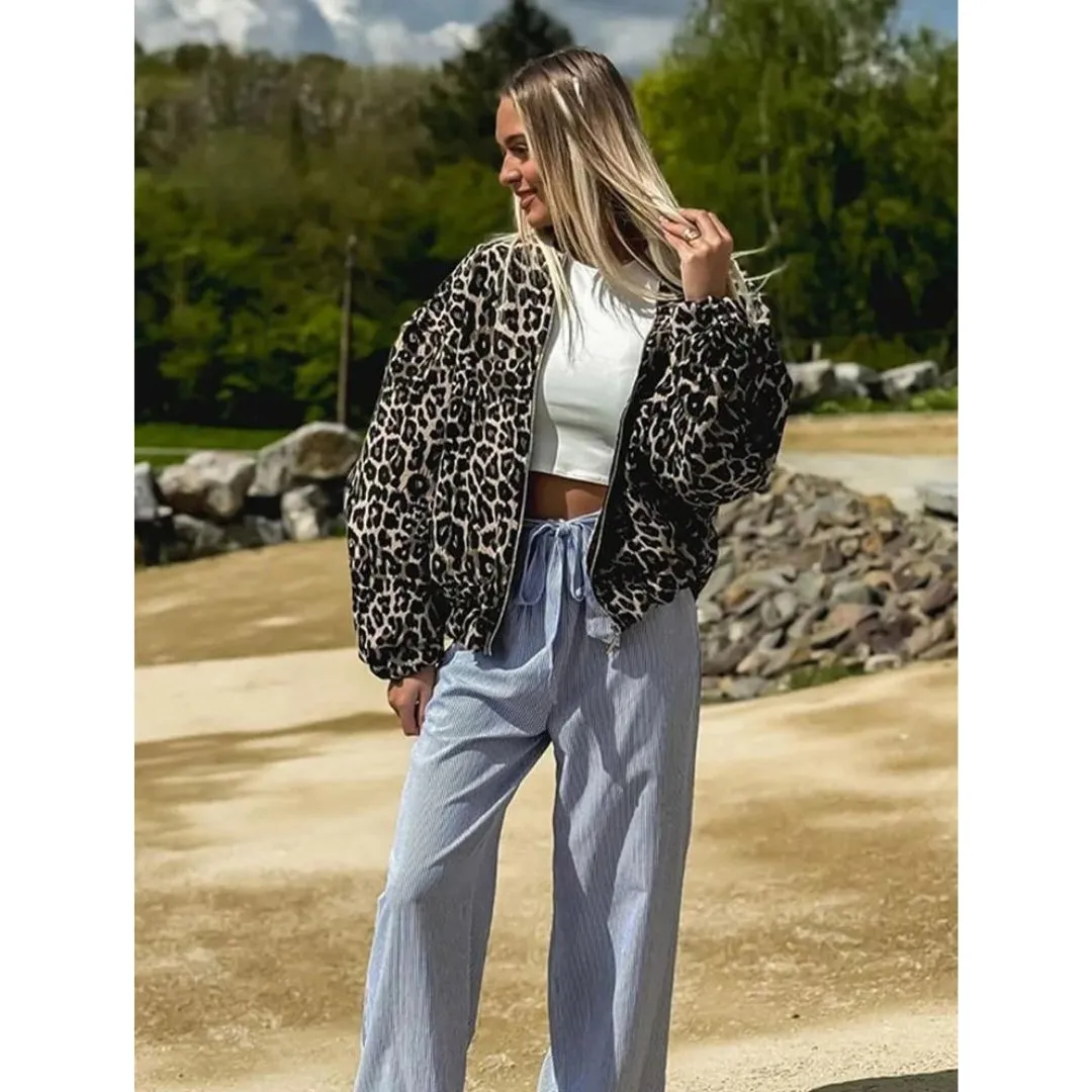 Leopard Print Bomber Jacket