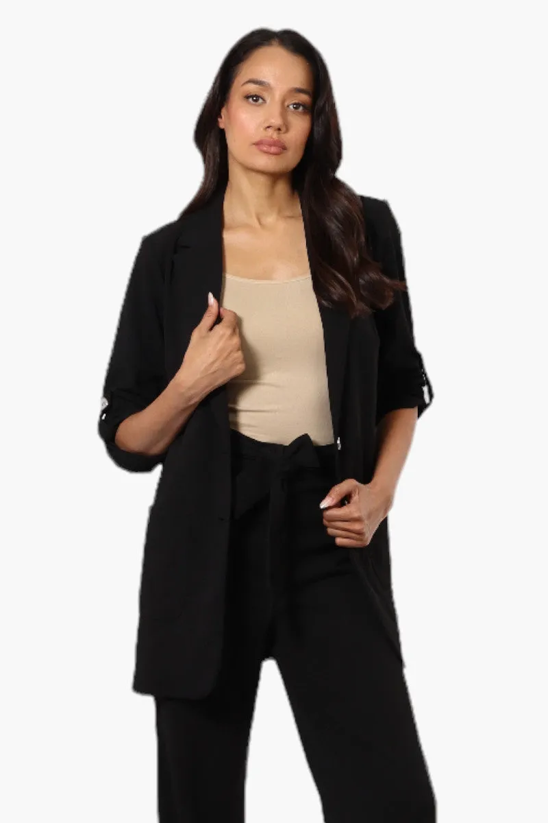 Limite Roll Up Sleeve 2 Button Blazer - Black