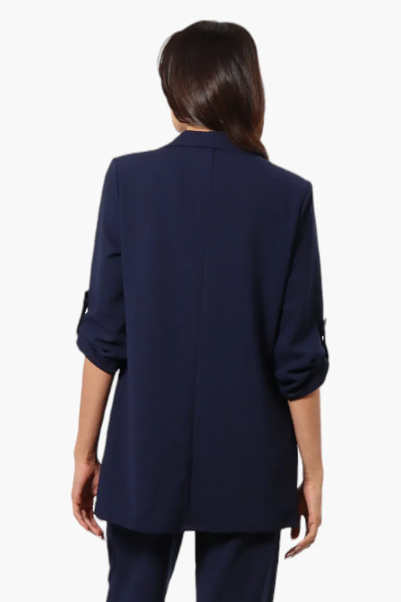 Limite Roll Up Sleeve 2 Button Blazer - Navy