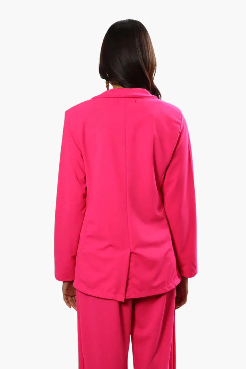 Limite Solid Single Button Blazer - Pink