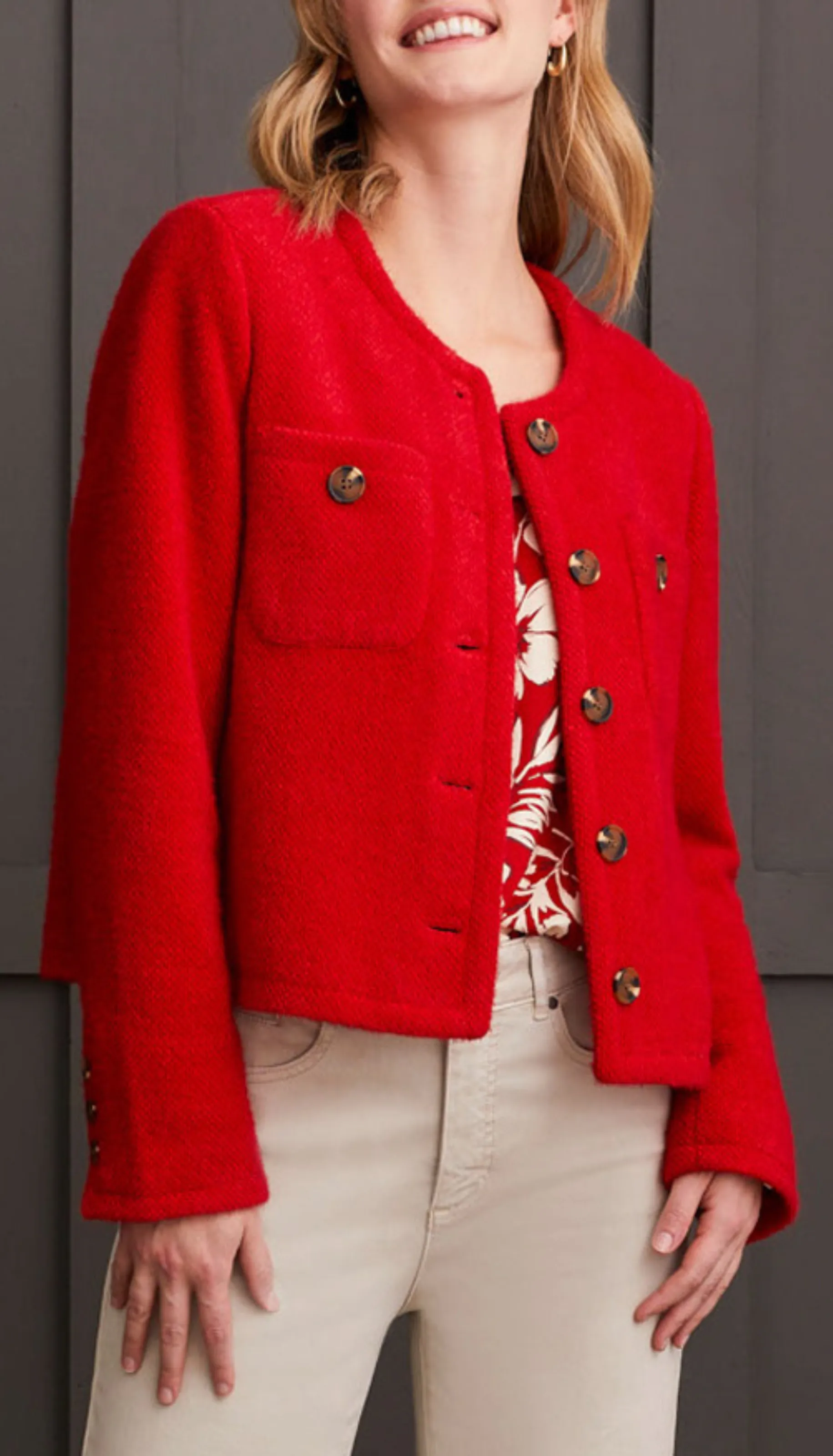 Long Sleeve Lined Button Front Jacket