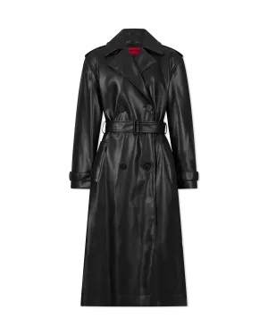 Malitta-1 Faux Leather Trench Coat