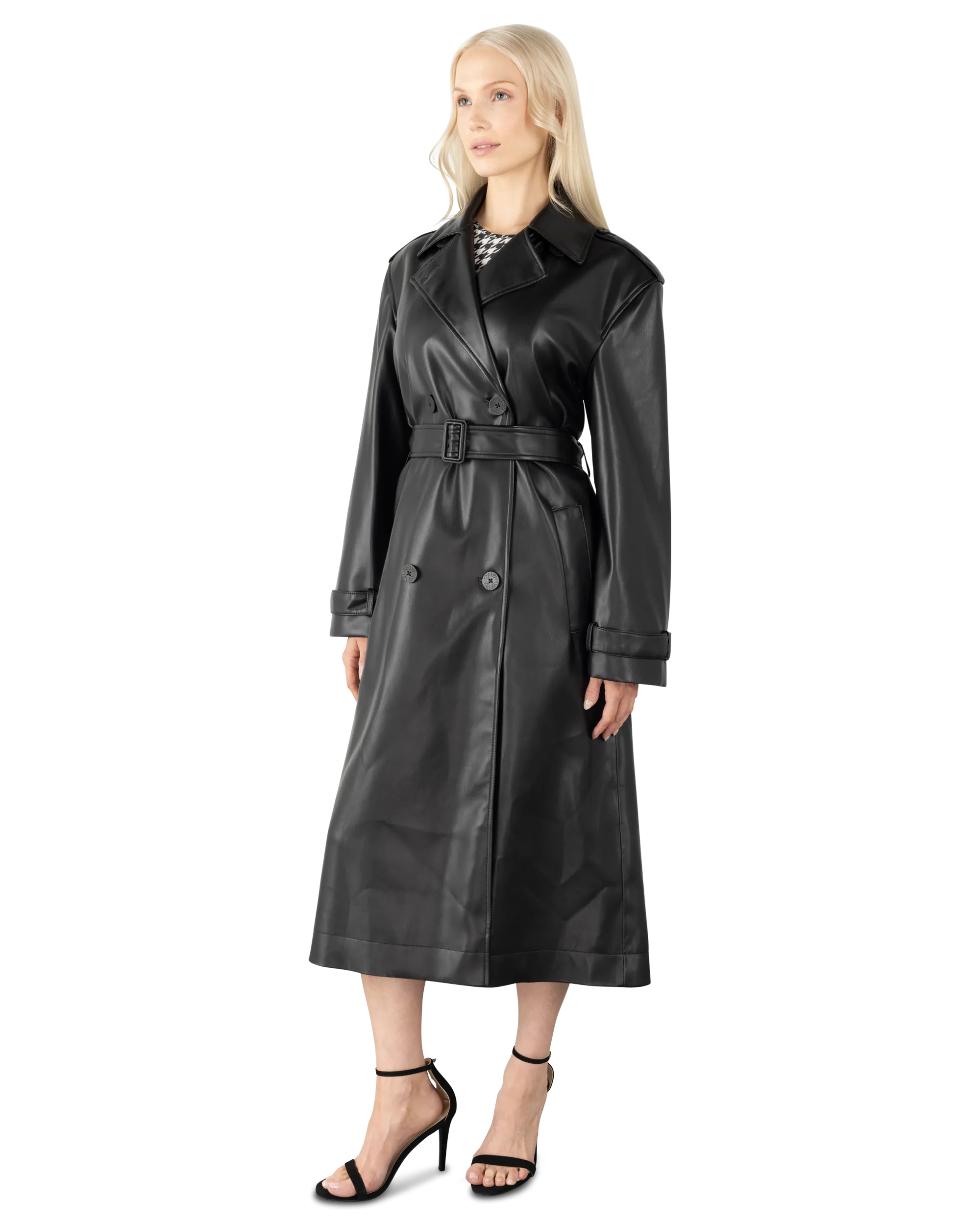 Malitta-1 Faux Leather Trench Coat