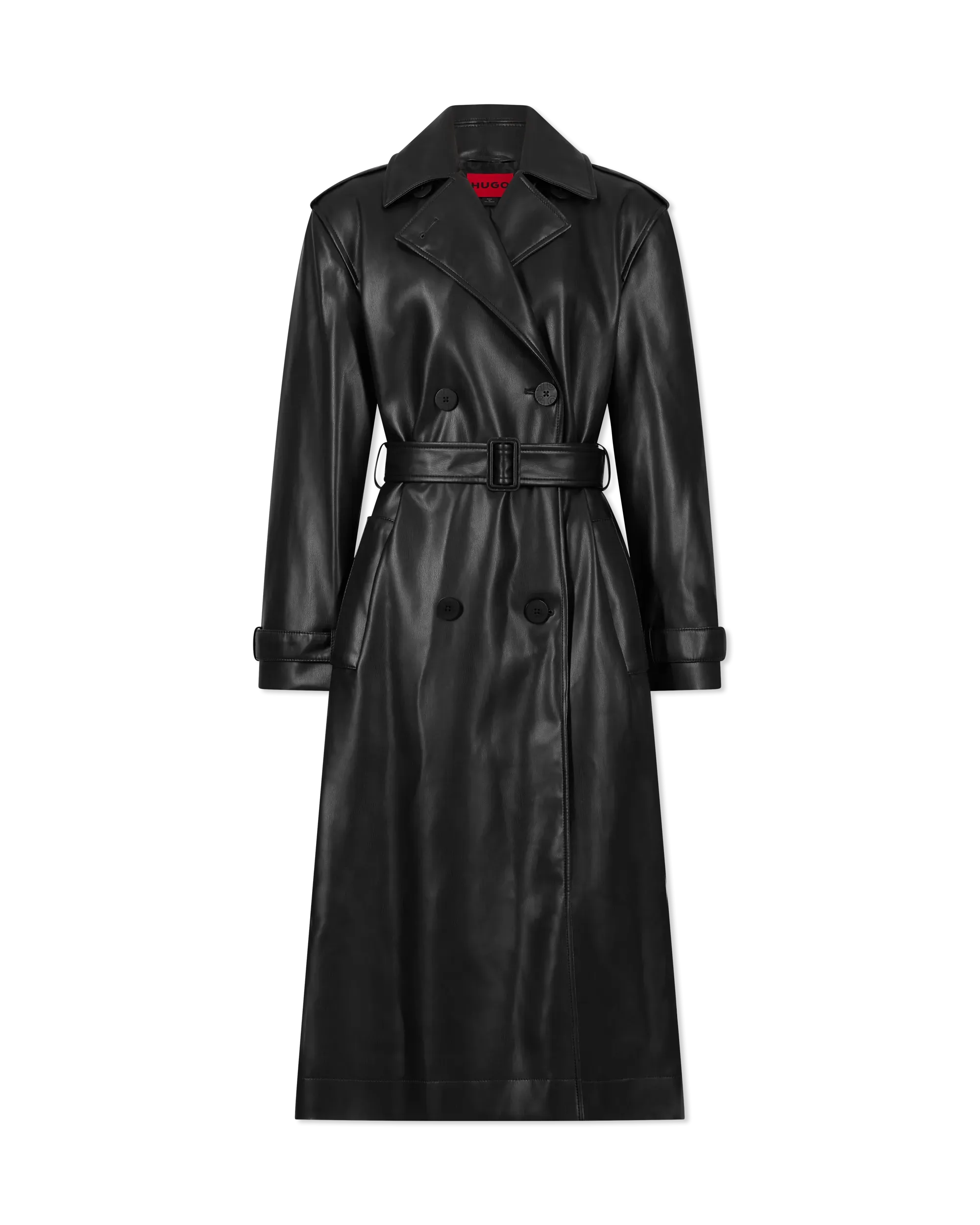 Malitta-1 Faux Leather Trench Coat