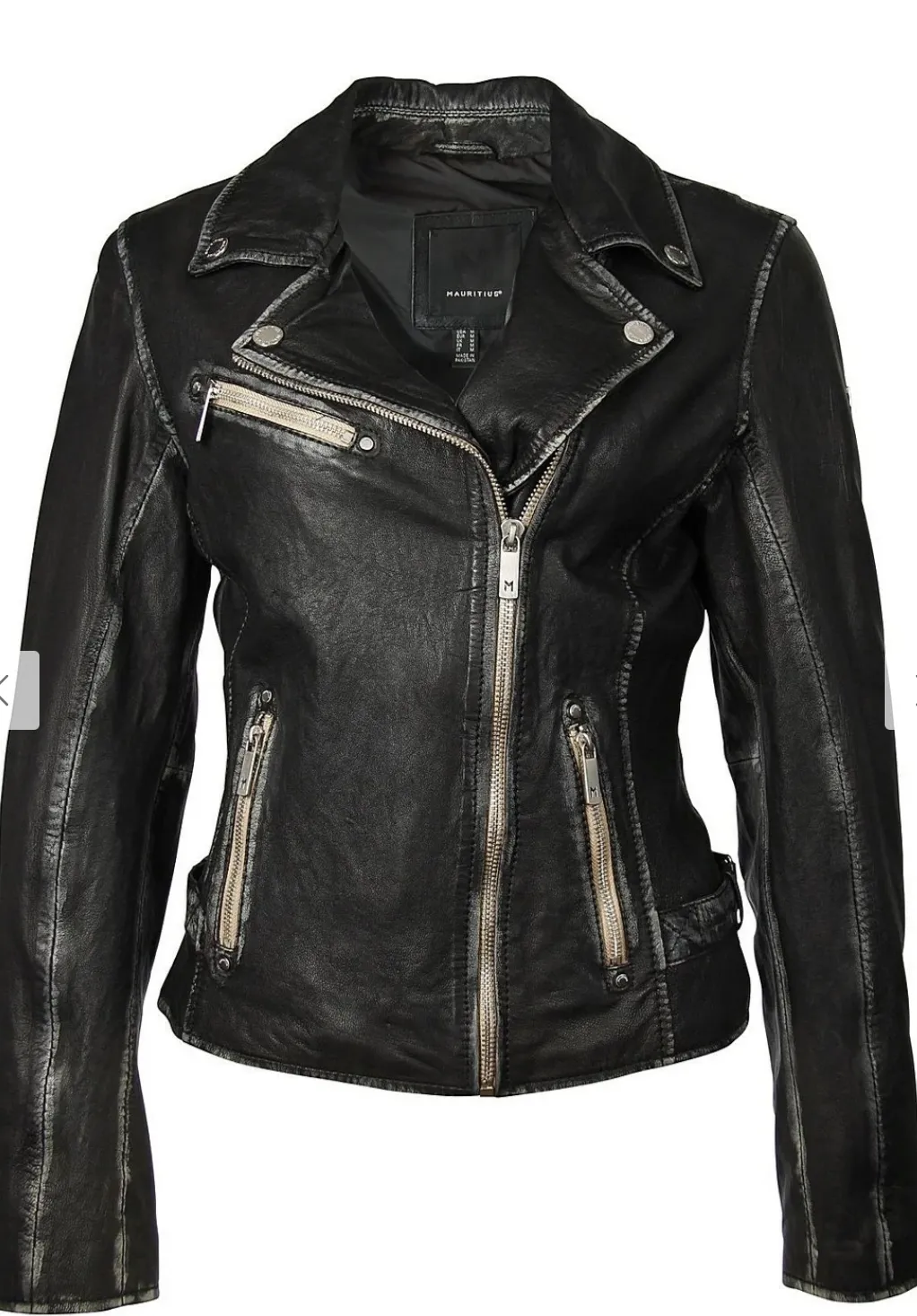 Mauritius Sofia Classic Moto Leather Jacket Black