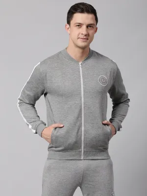 Men's Grey melange Regular Fit Winterwear Sweatshirt