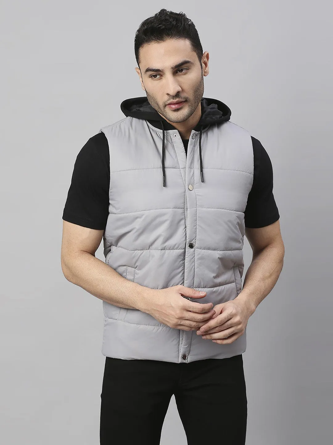 Men's Grey Regular Fit Winterwear Jackets