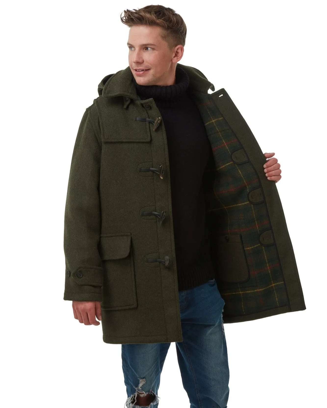 Men's London Classic Fit Duffle Coat - Olive