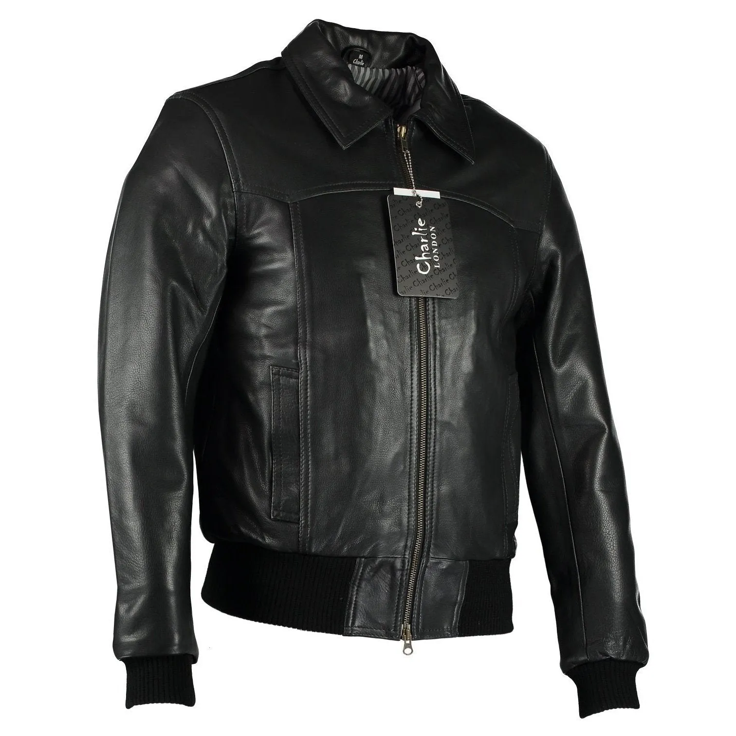 Men's The Deal Black Bomber Leather Jacket