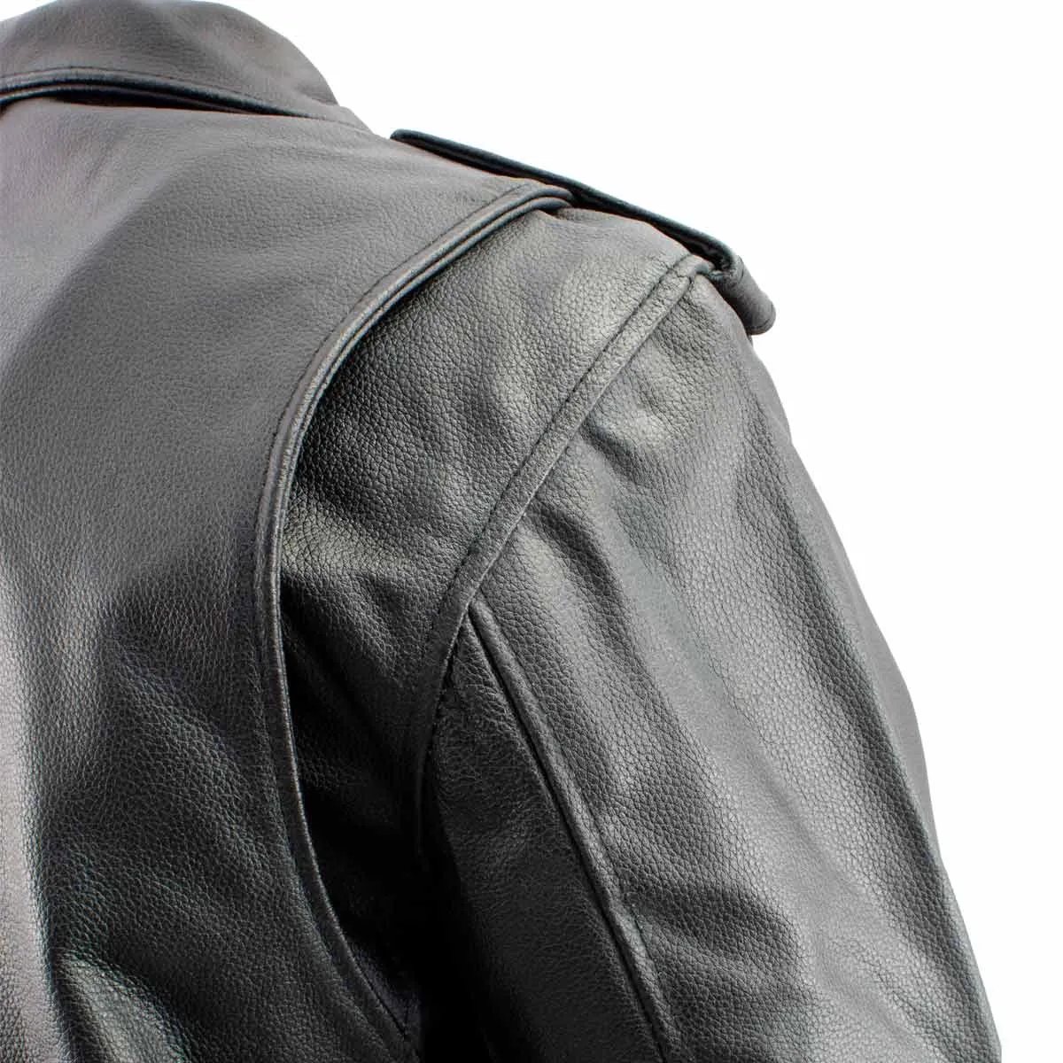 Men's XS400 Black Classic Side Lace Police Style Motorcycle Jacket