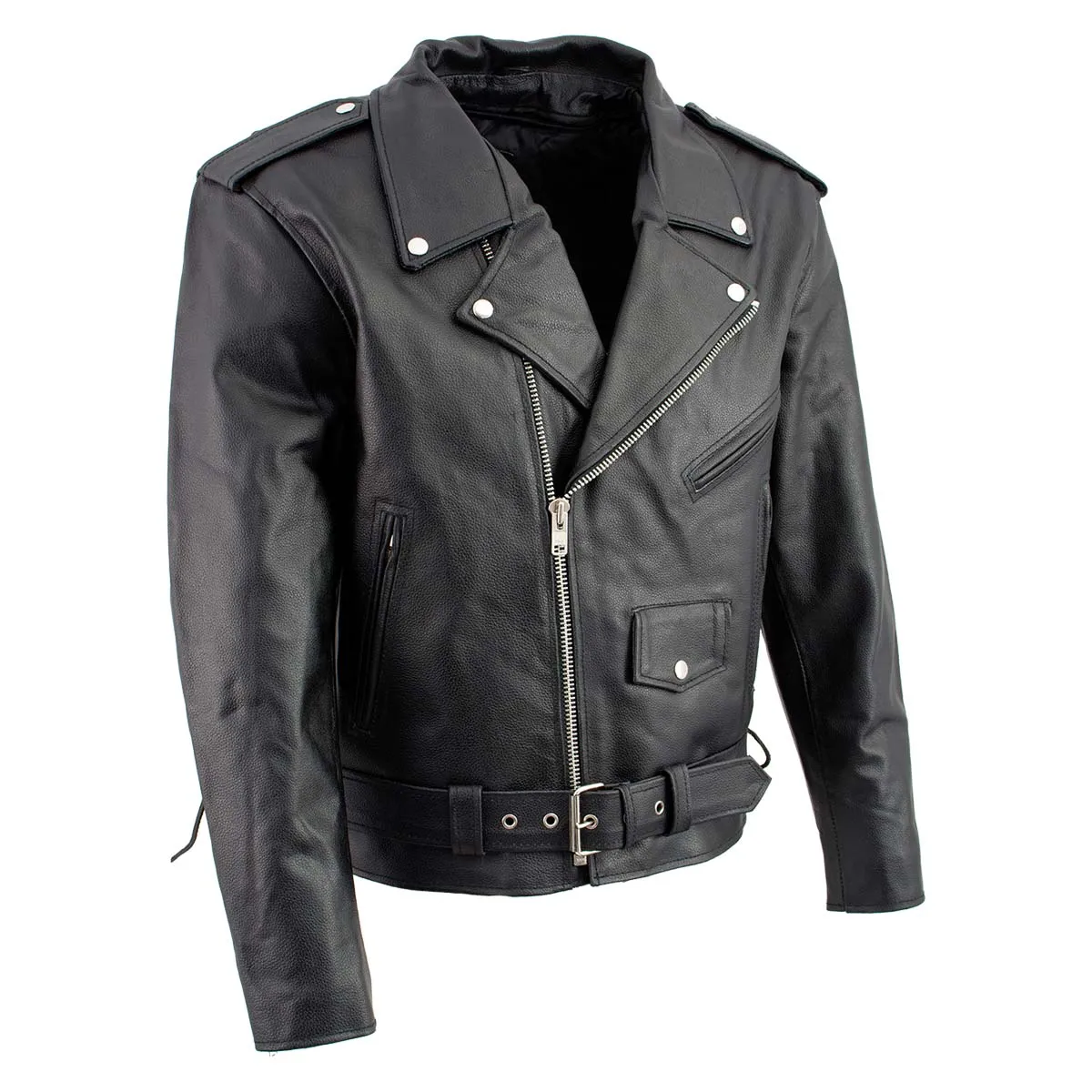 Men's XS400 Black Classic Side Lace Police Style Motorcycle Jacket