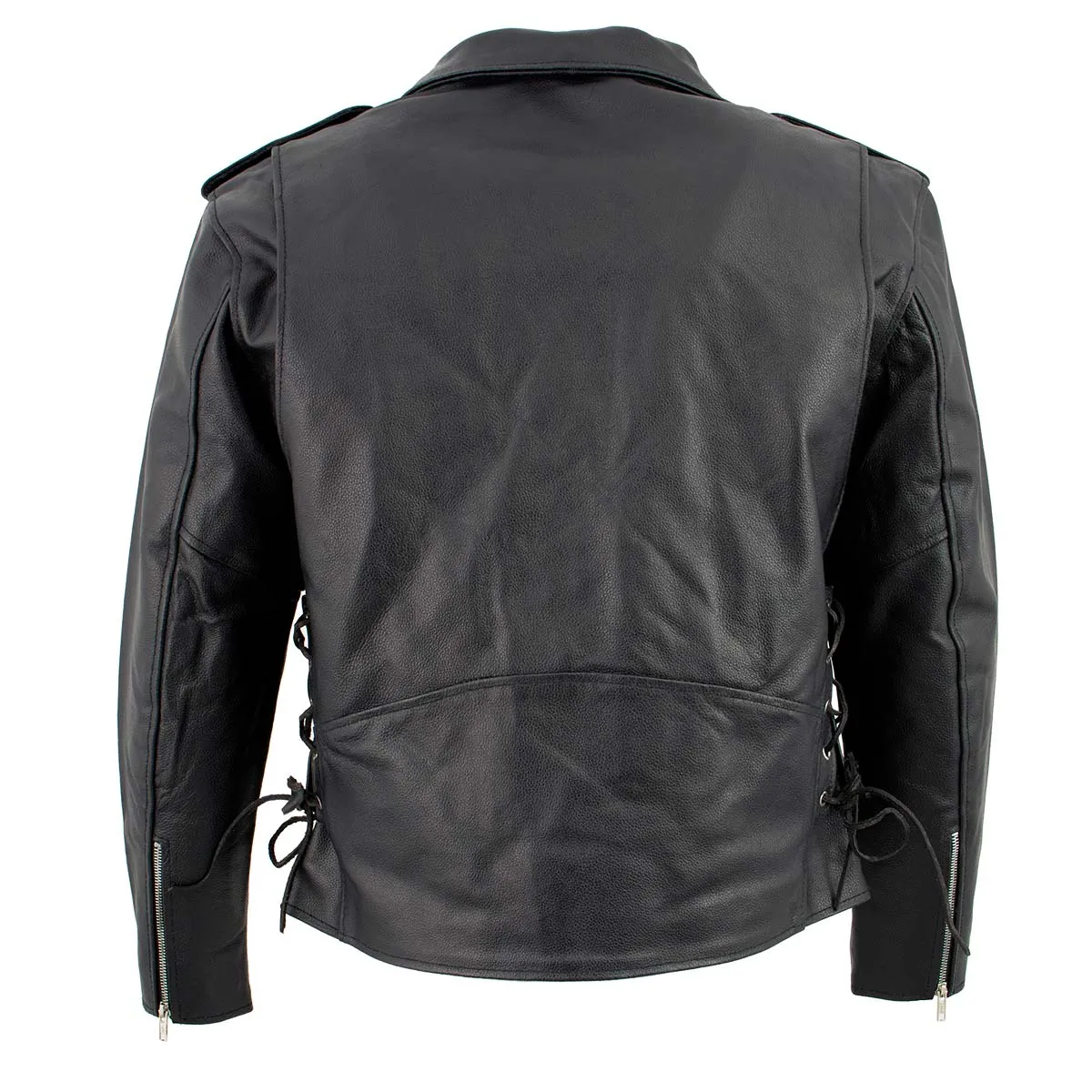 Men's XS400 Black Classic Side Lace Police Style Motorcycle Jacket