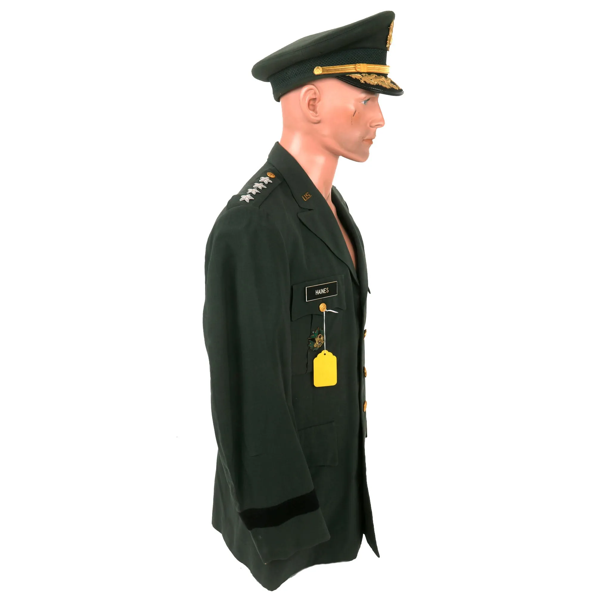 Original U.S. Vietnam War Army General Ralph E. Haines Jr. Class A Green Service Uniform With Visor - Army’s Oldest General At Time of Death