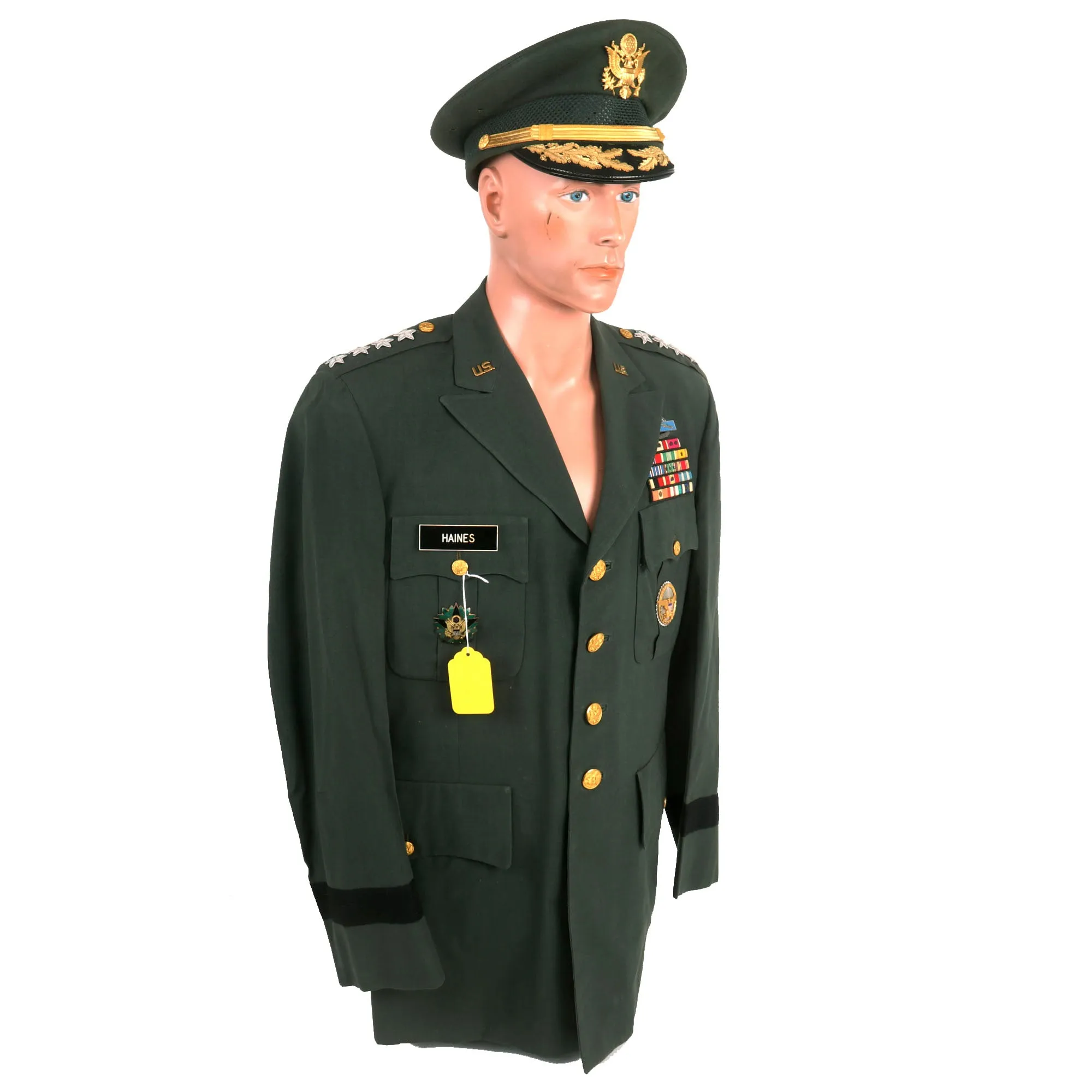 Original U.S. Vietnam War Army General Ralph E. Haines Jr. Class A Green Service Uniform With Visor - Army’s Oldest General At Time of Death