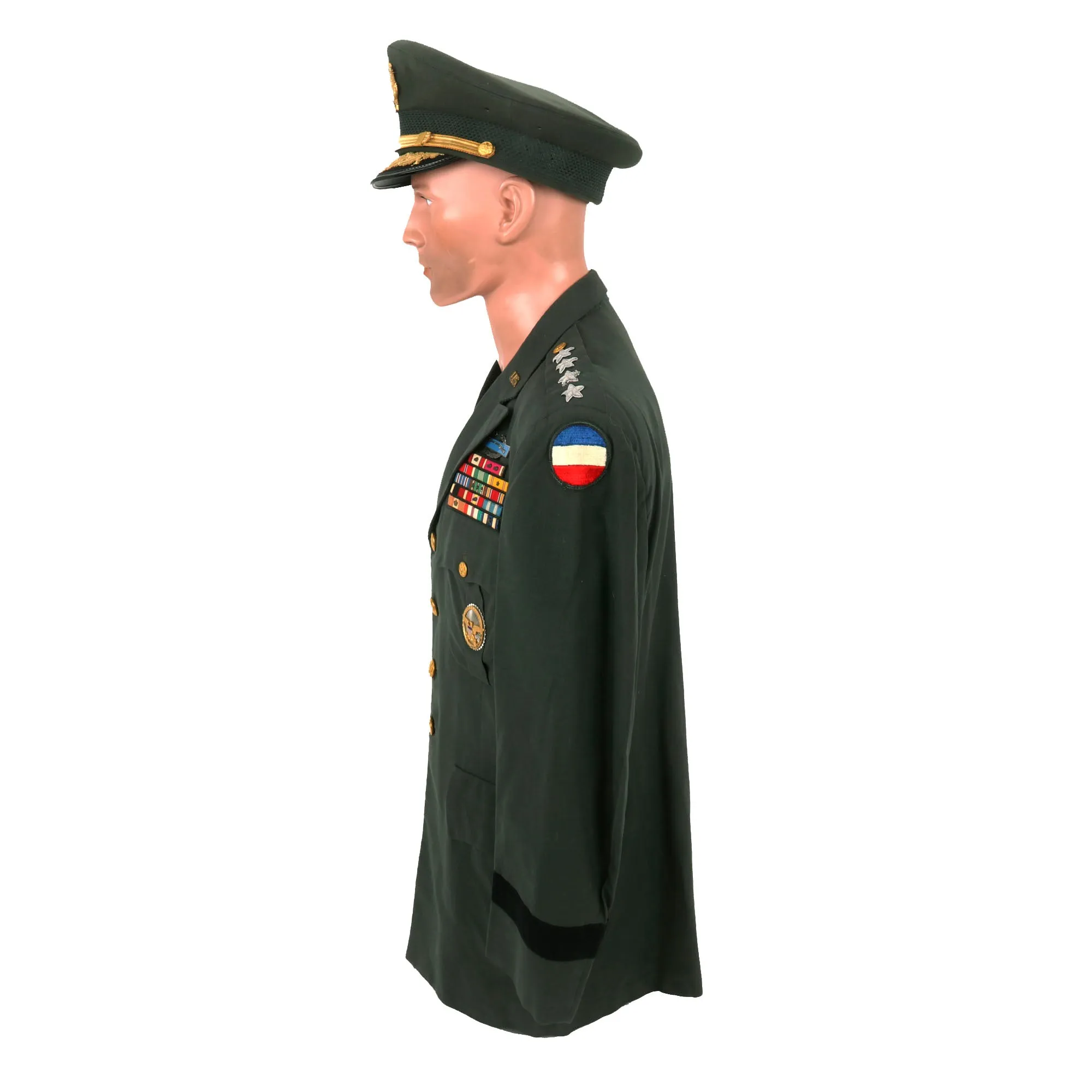 Original U.S. Vietnam War Army General Ralph E. Haines Jr. Class A Green Service Uniform With Visor - Army’s Oldest General At Time of Death