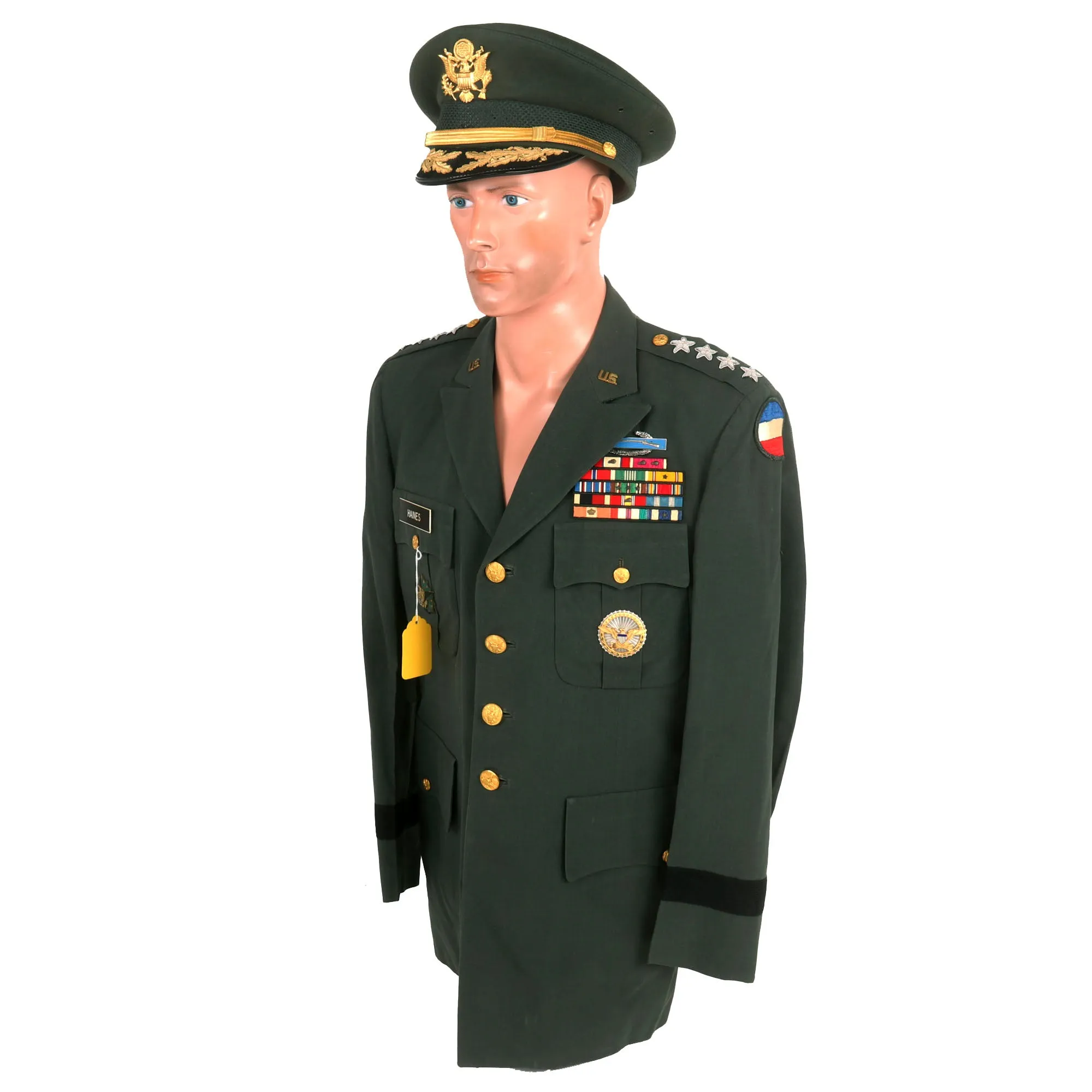 Original U.S. Vietnam War Army General Ralph E. Haines Jr. Class A Green Service Uniform With Visor - Army’s Oldest General At Time of Death