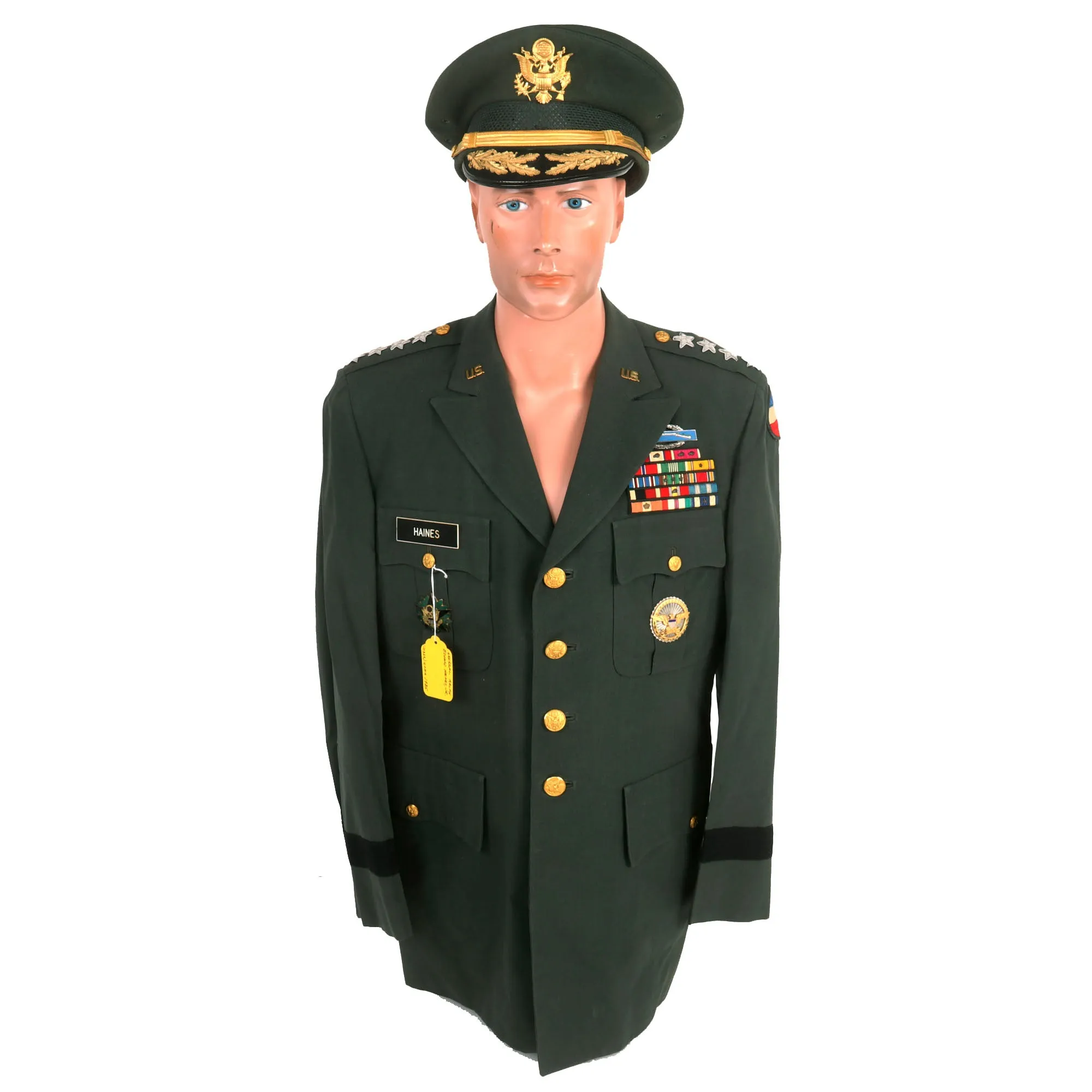 Original U.S. Vietnam War Army General Ralph E. Haines Jr. Class A Green Service Uniform With Visor - Army’s Oldest General At Time of Death