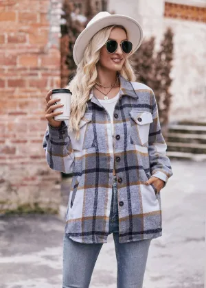 OVERSIZED GRAY, BLACK   CAMEL PLAID JACKET