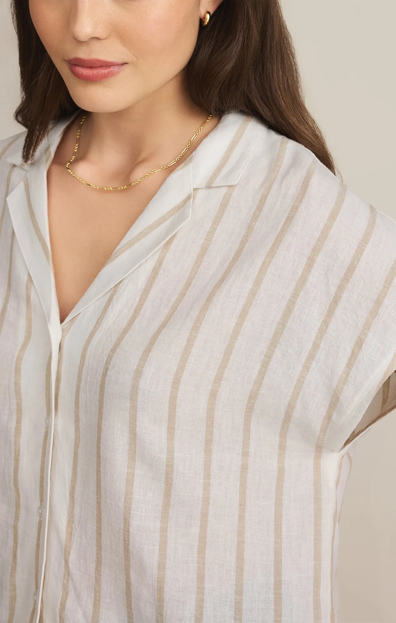 Parallel Striped Linen Top