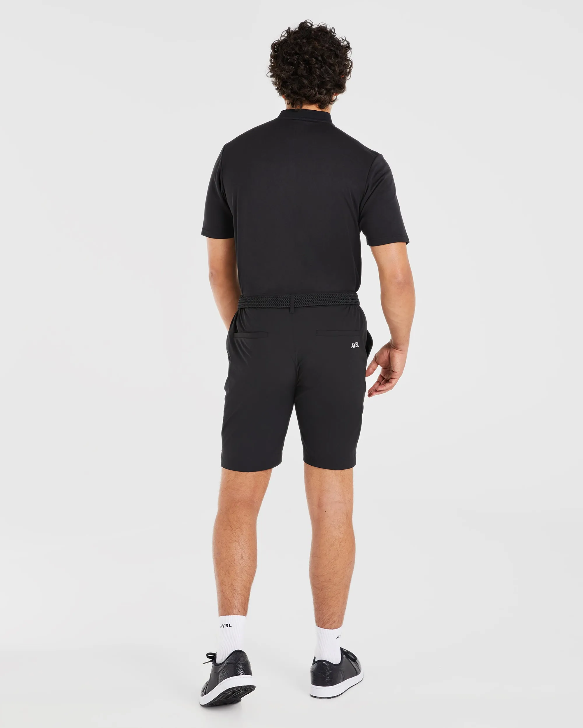 Performance Collarless Polo Shirt - Black