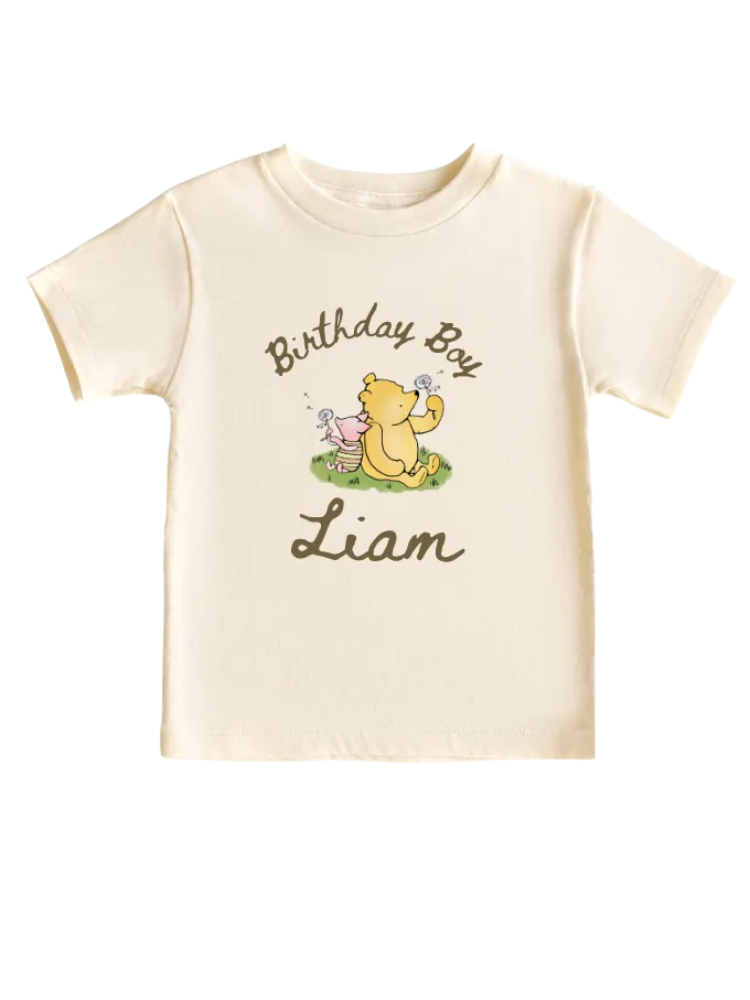 Personalized Winnie Pooh toddler baby t-shirt,1st birthday, toddler birthday, white birthday t-shirt.