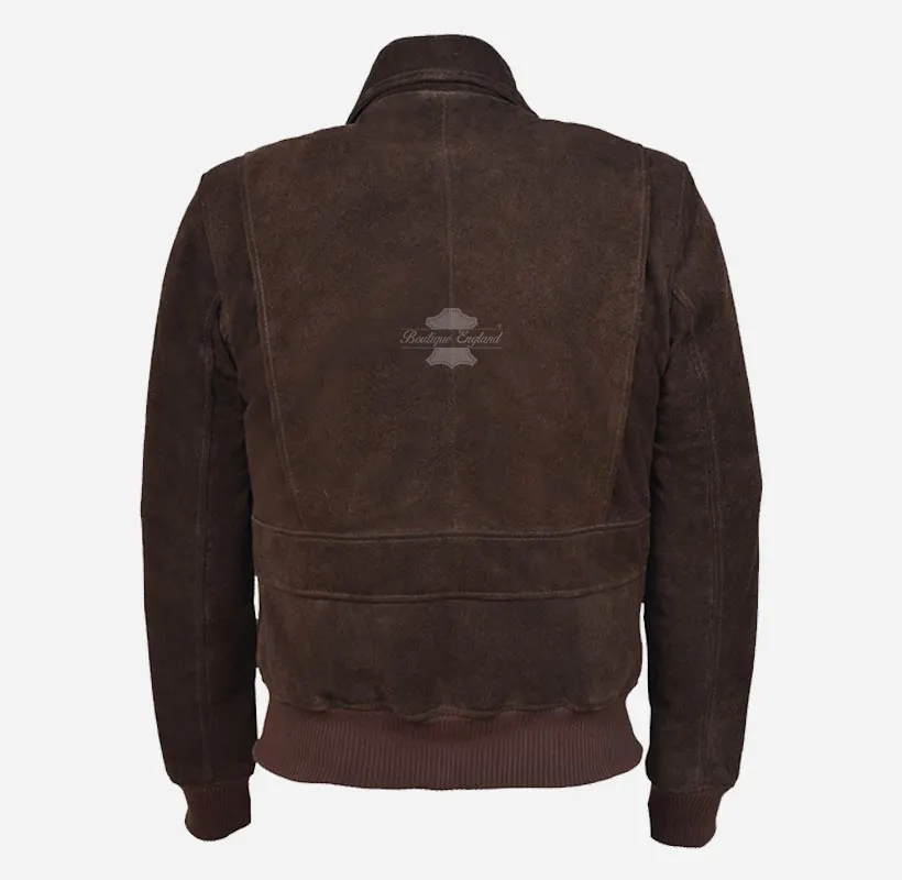 PEYTON Men's Brown Suede Bomber Relax Fit Bomber Jacket