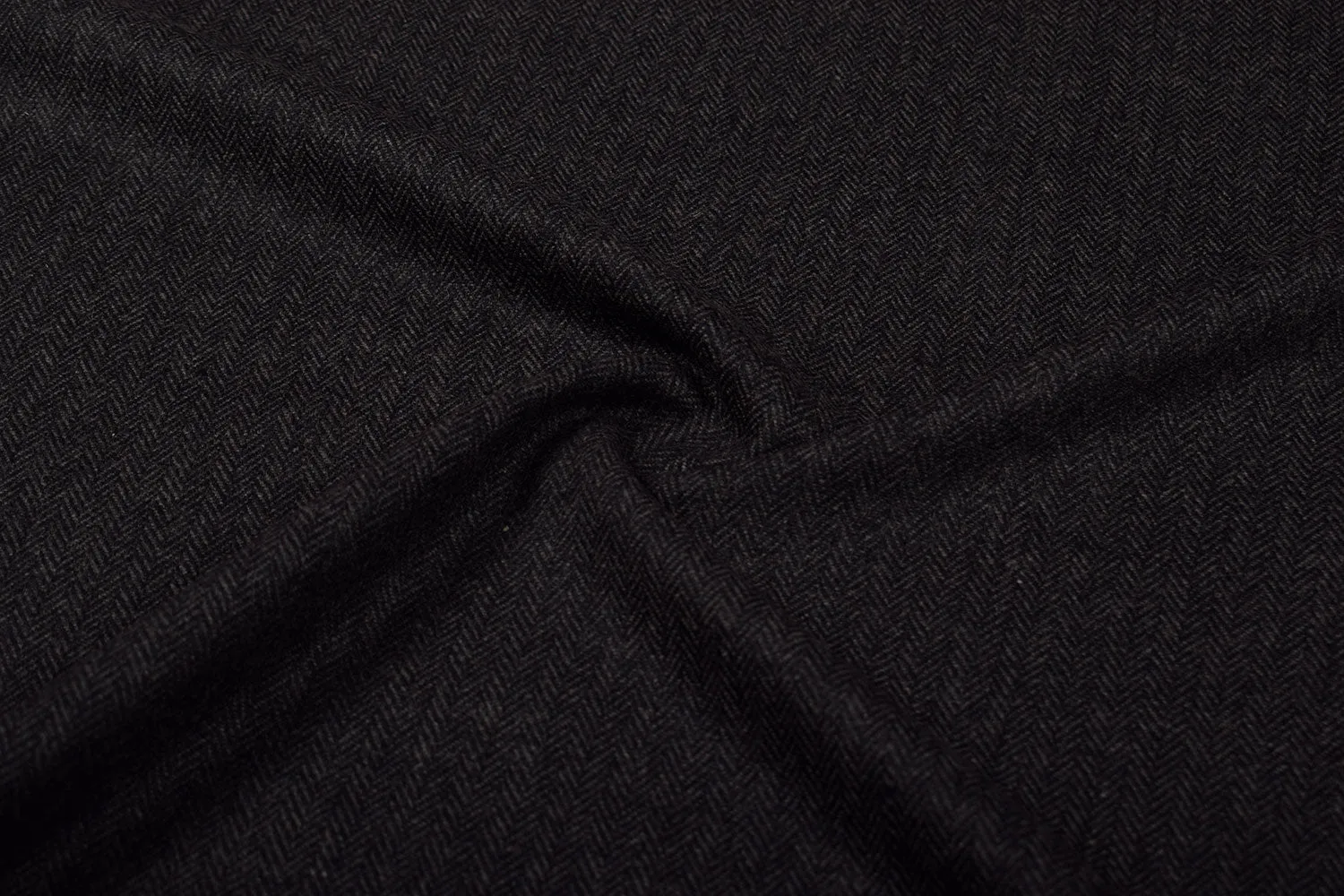 Precut 0.5 Metres Dark Grey Herringbone Tweed Wool Fabric