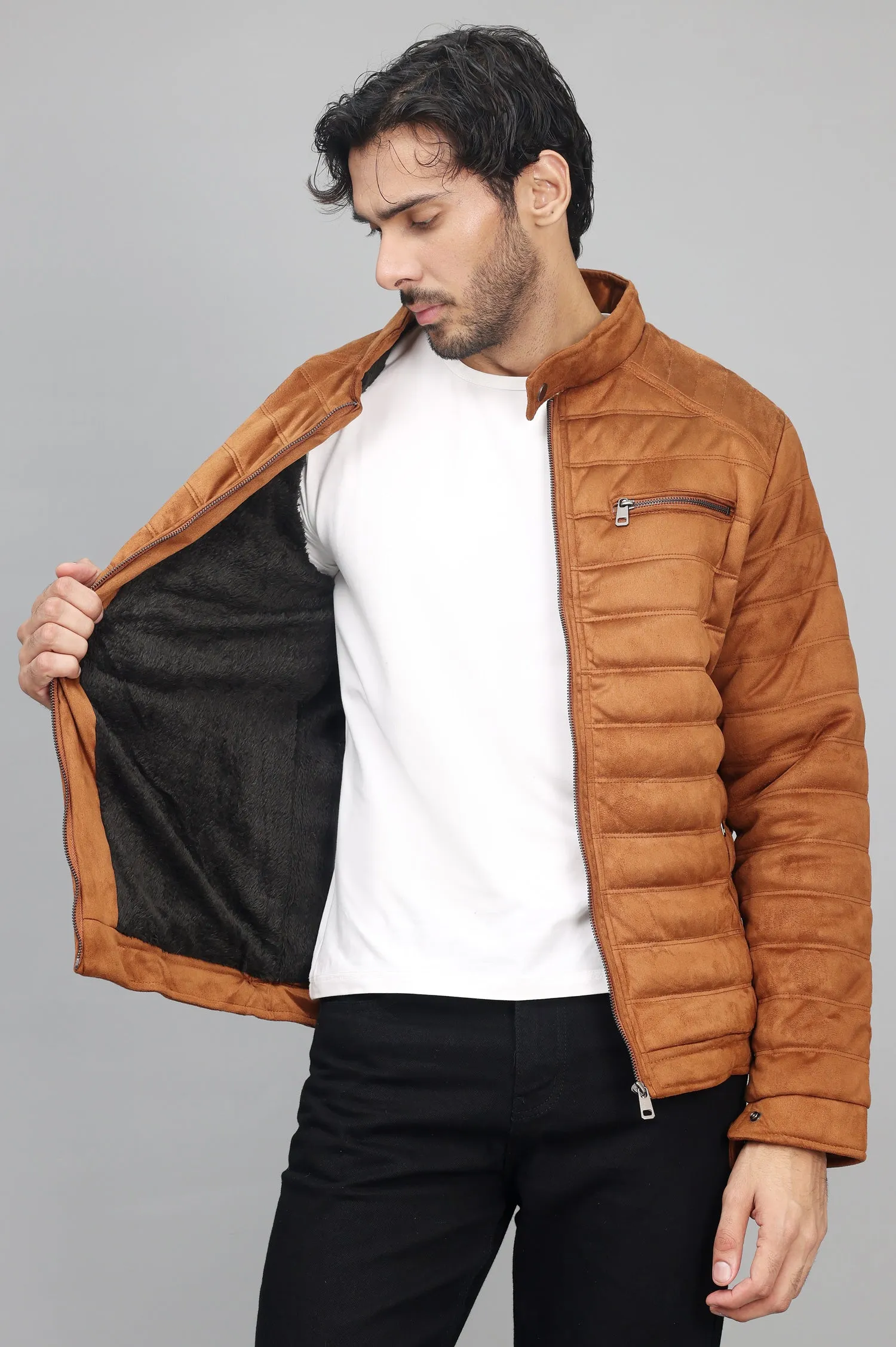 QUILTED COMFORT JACKET-CAMEL