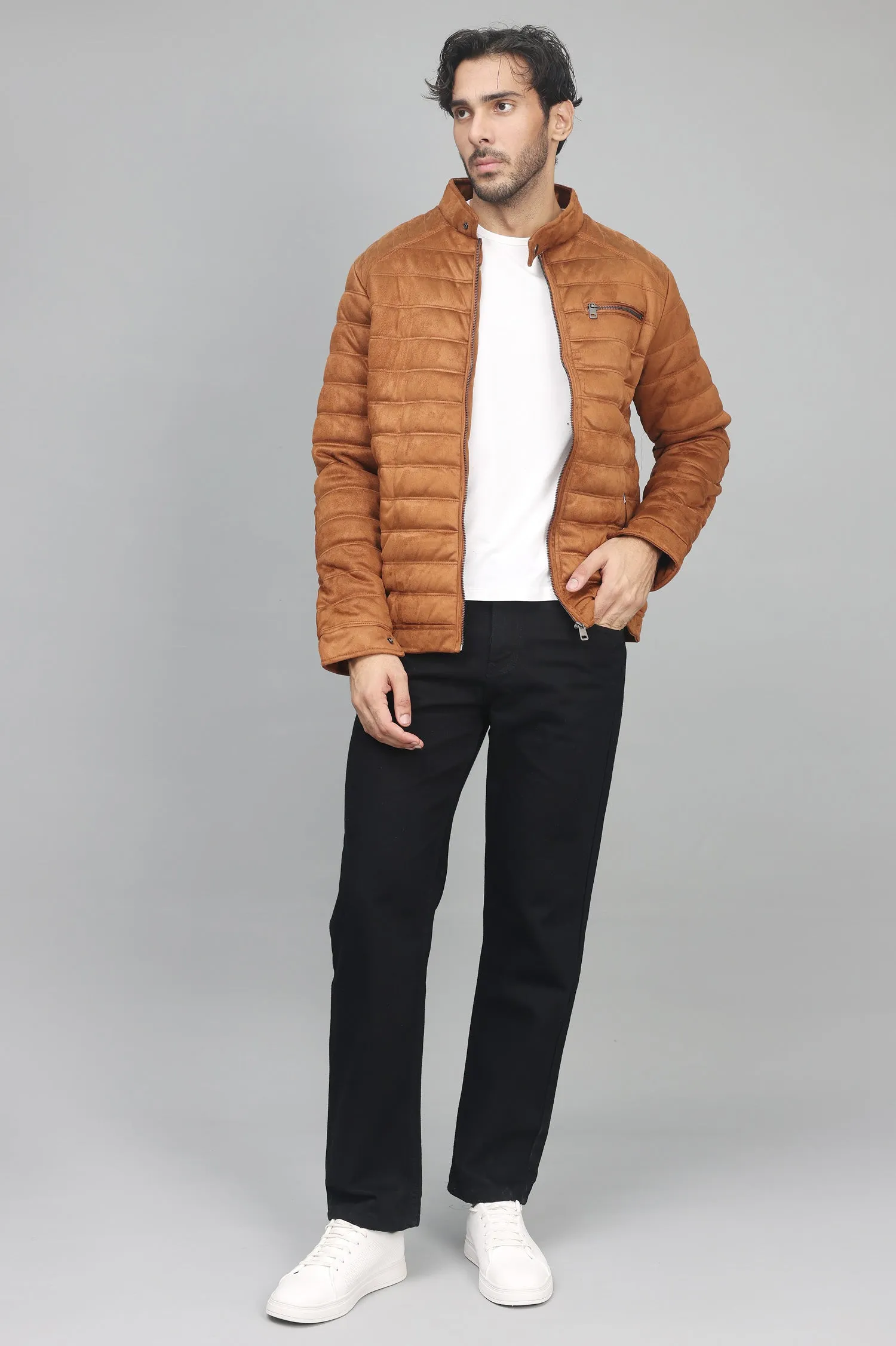 QUILTED COMFORT JACKET-CAMEL