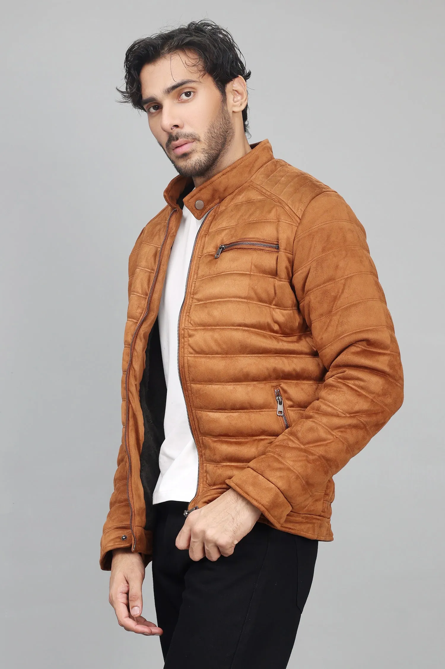 QUILTED COMFORT JACKET-CAMEL