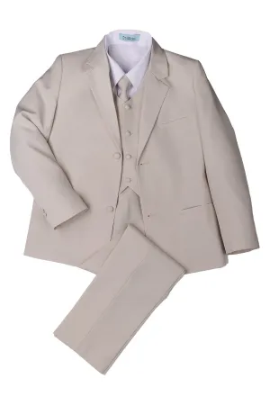 "Mason" Kids Tan Suit (5-Piece Set)