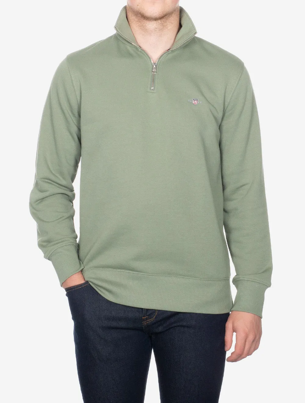 Regular Fit Shield Half Zip Sweat Dry Green