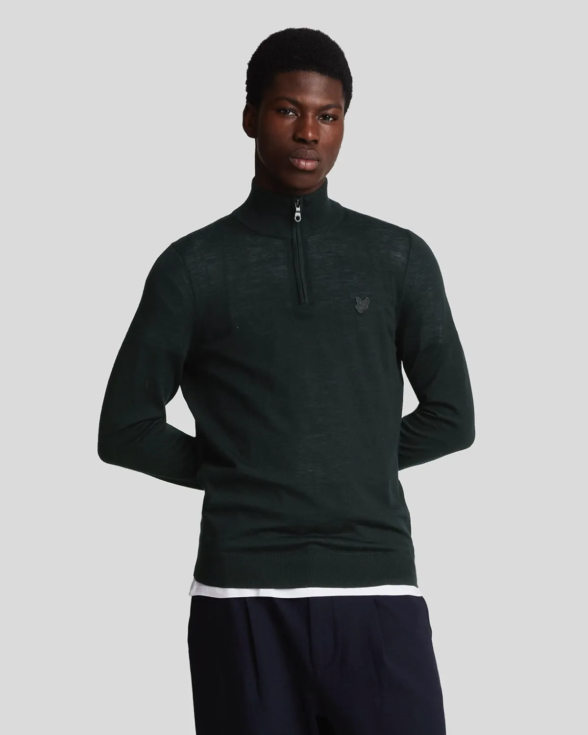 Tonal Eagle Merino 1/4 Zip Jumper