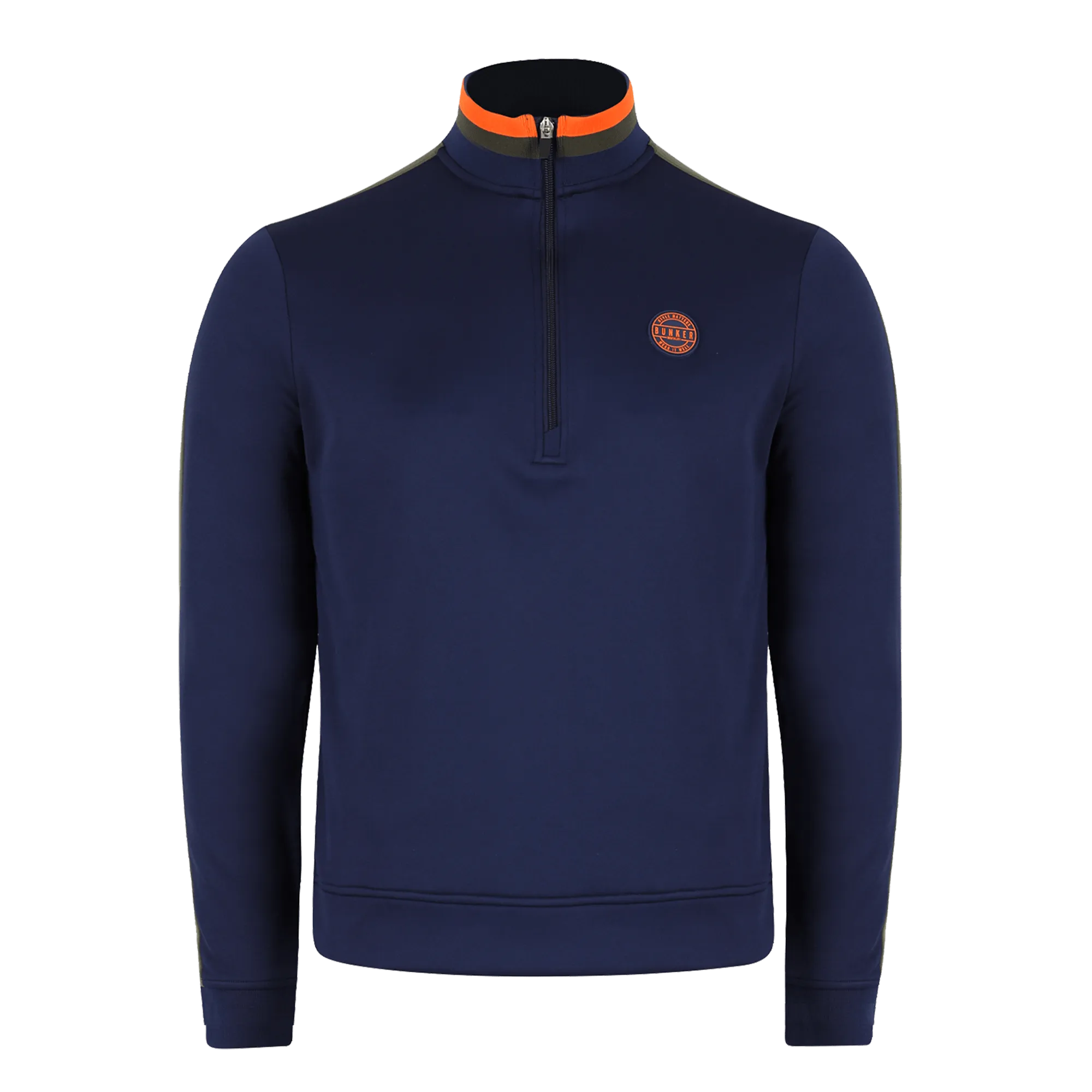 Tri Colour Quarter Zip with Stripe Navy