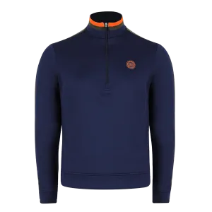 Tri Colour Quarter Zip with Stripe Navy