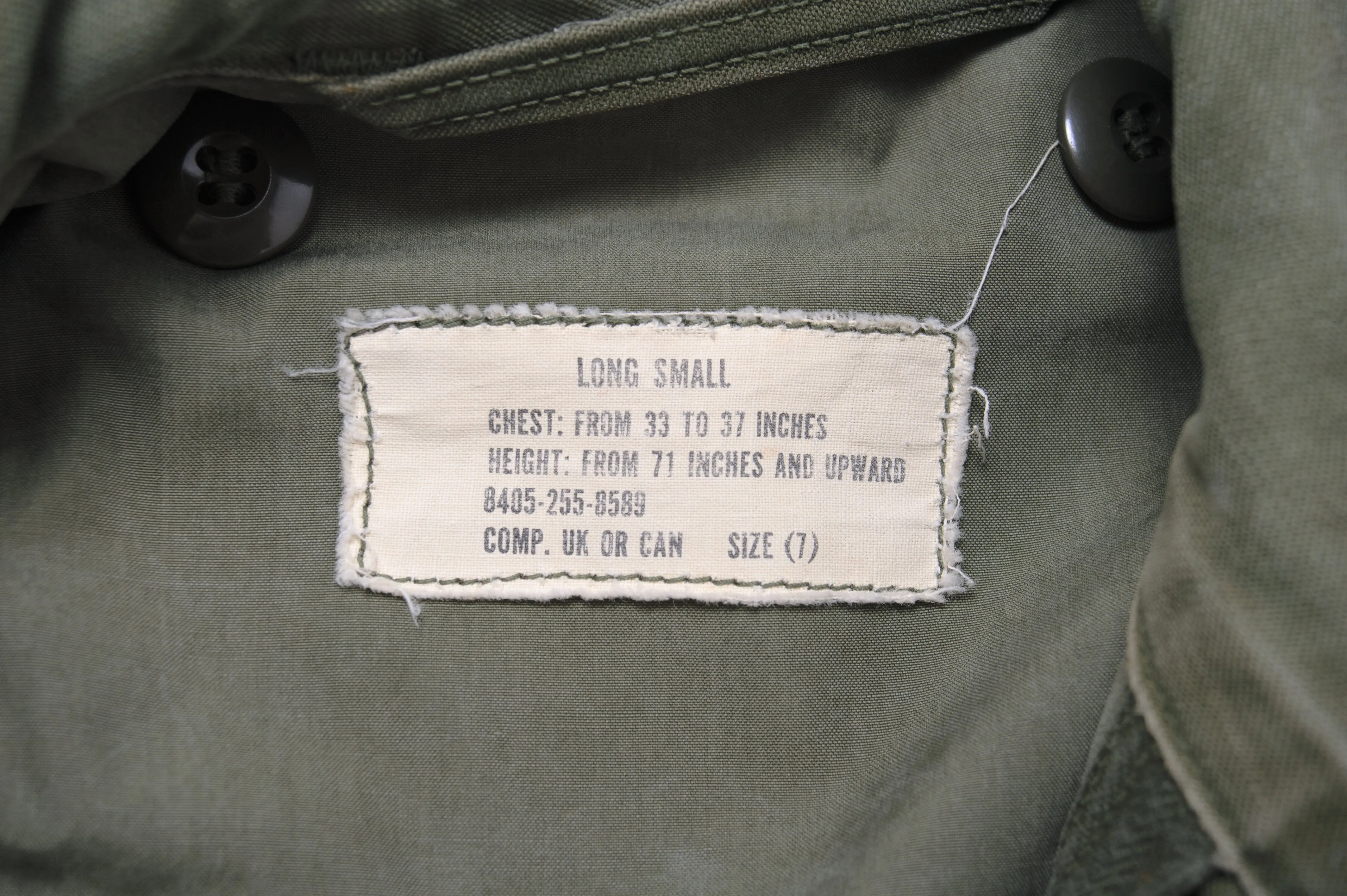 US ARMY M-1951 M51 FIELD JACKET 1963 VIETNAM WAR SIZE SMALL LONG