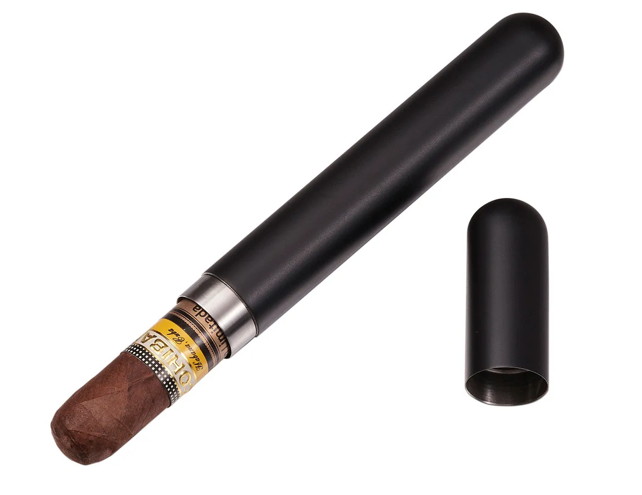 Visol Sigma Matte Black Finish Stainless Steel Cigar Tube