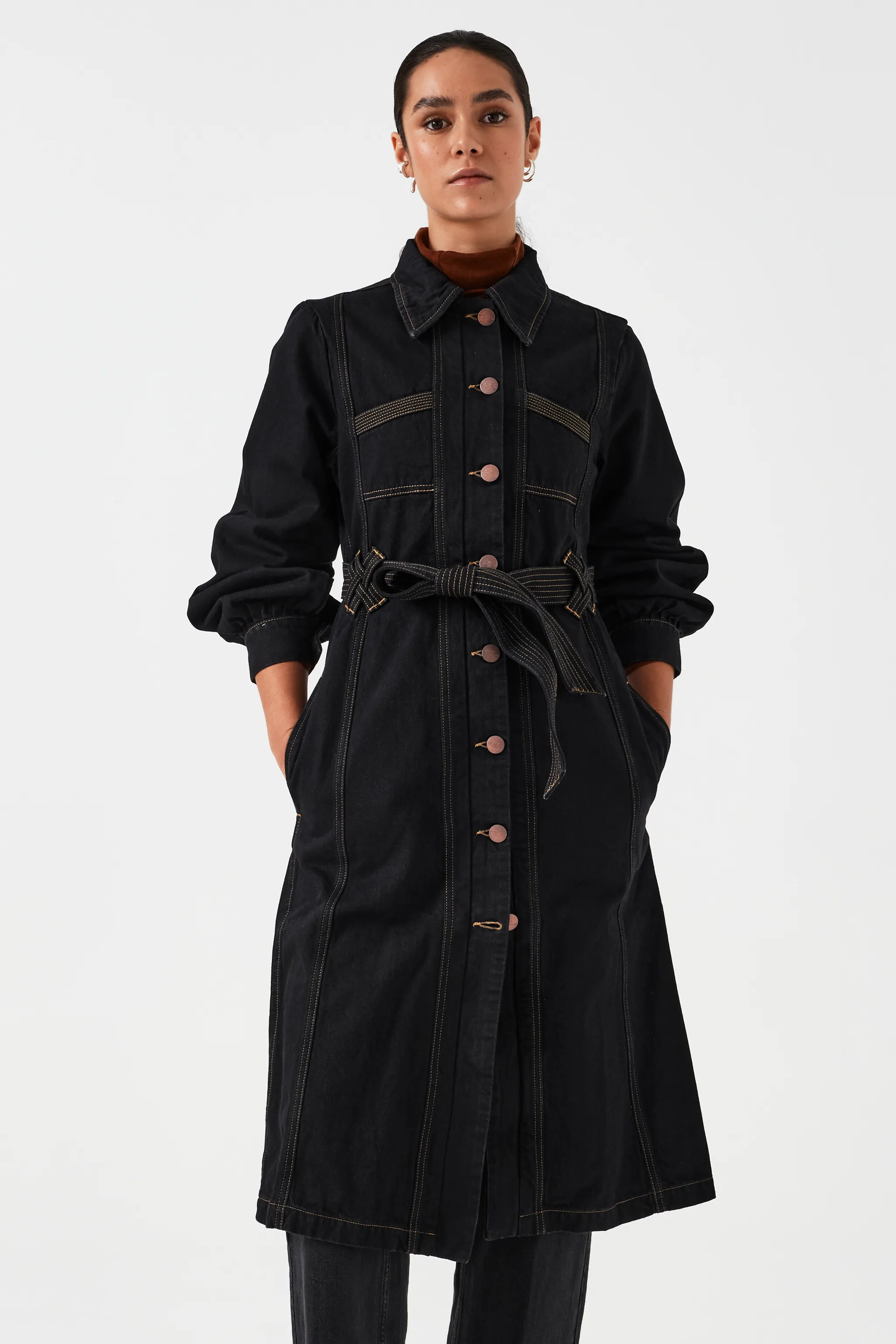 Willow Trench in Black Denim