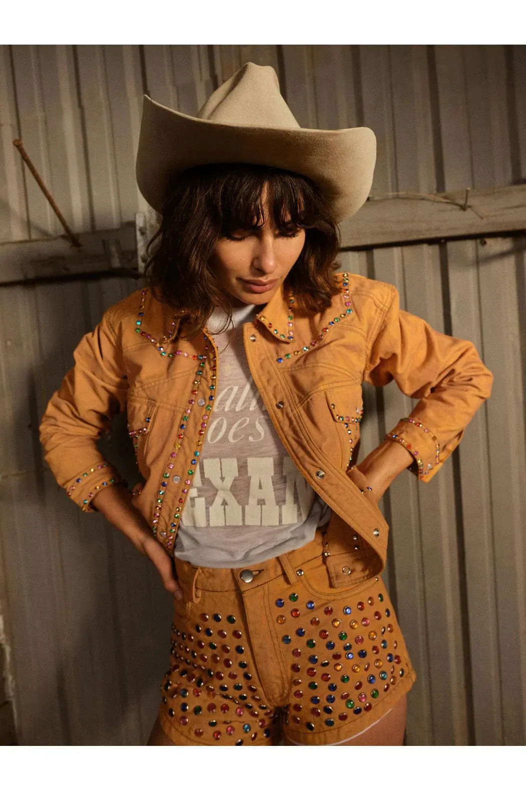 Women's Brown Spiked Studded Style Silver Retro Motorcycle Leather Jacket