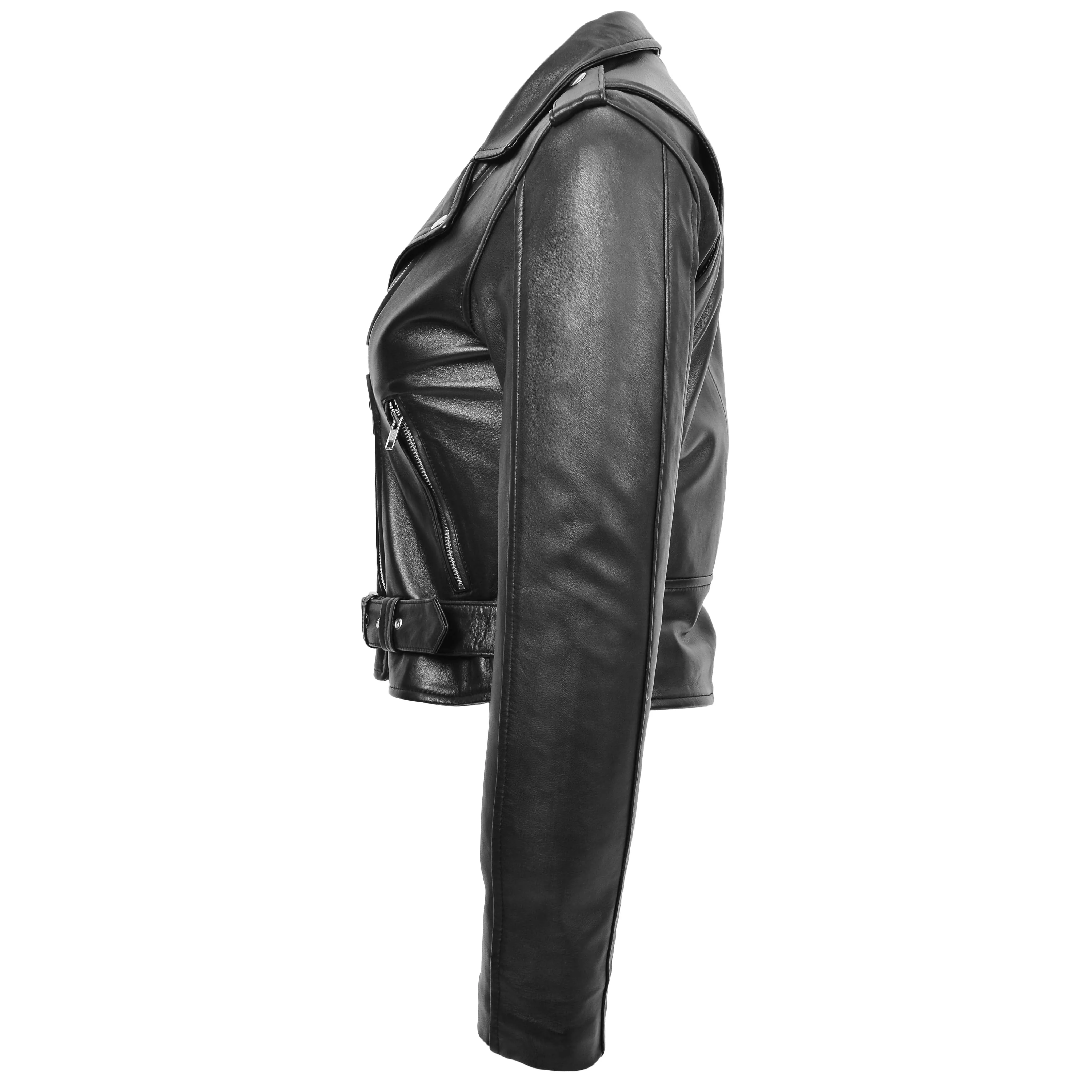 Womens Leather Biker Brando Jacket Kate Black