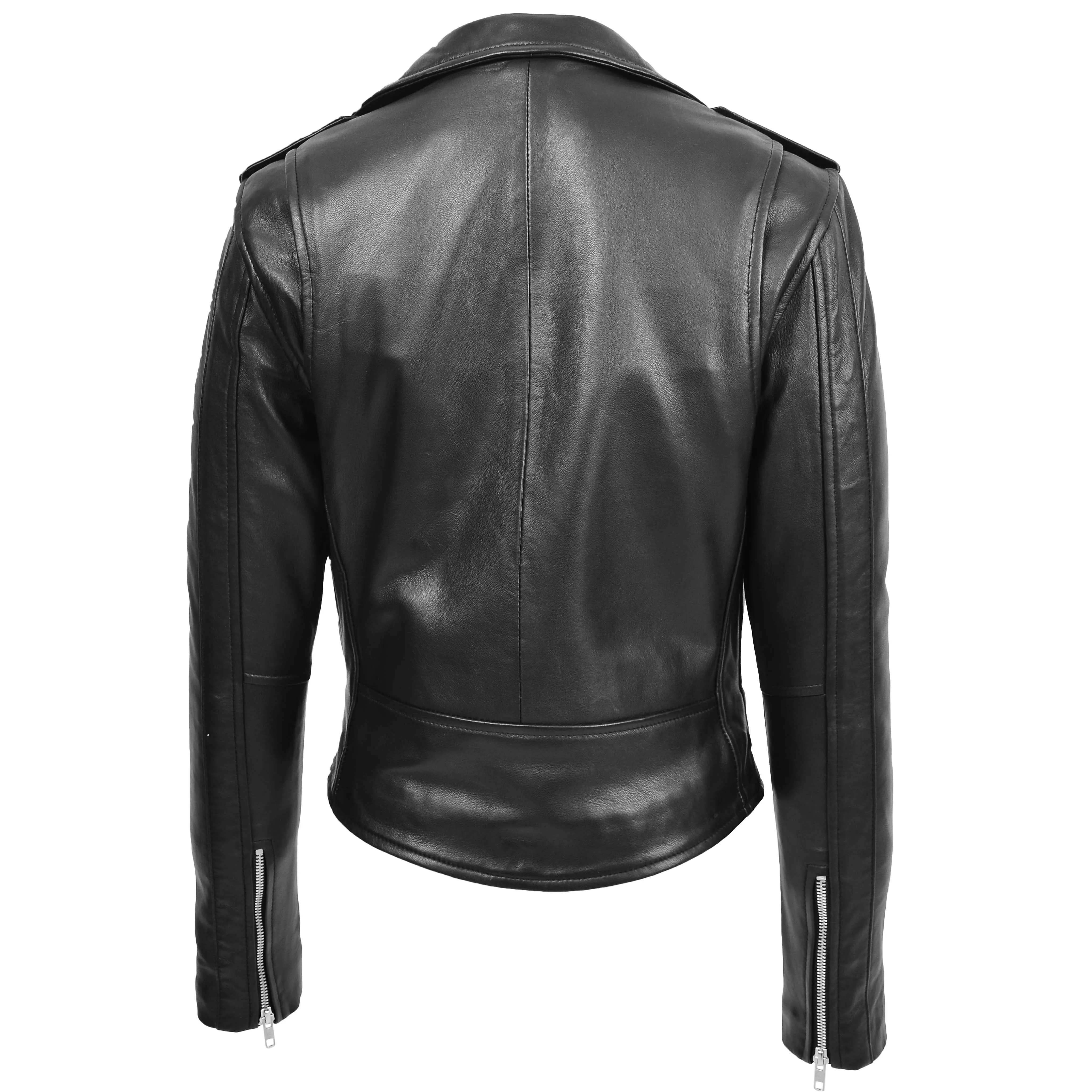 Womens Leather Biker Brando Jacket Kate Black