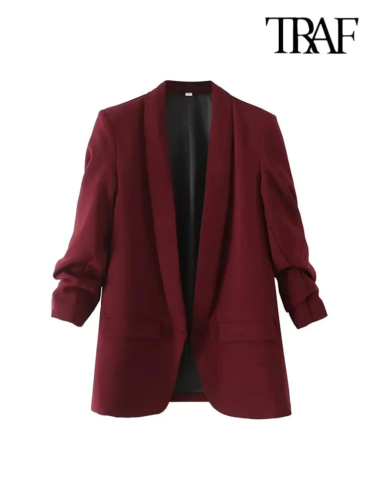 Women's Office Wear Open Blazer Fashion Designer Jackets